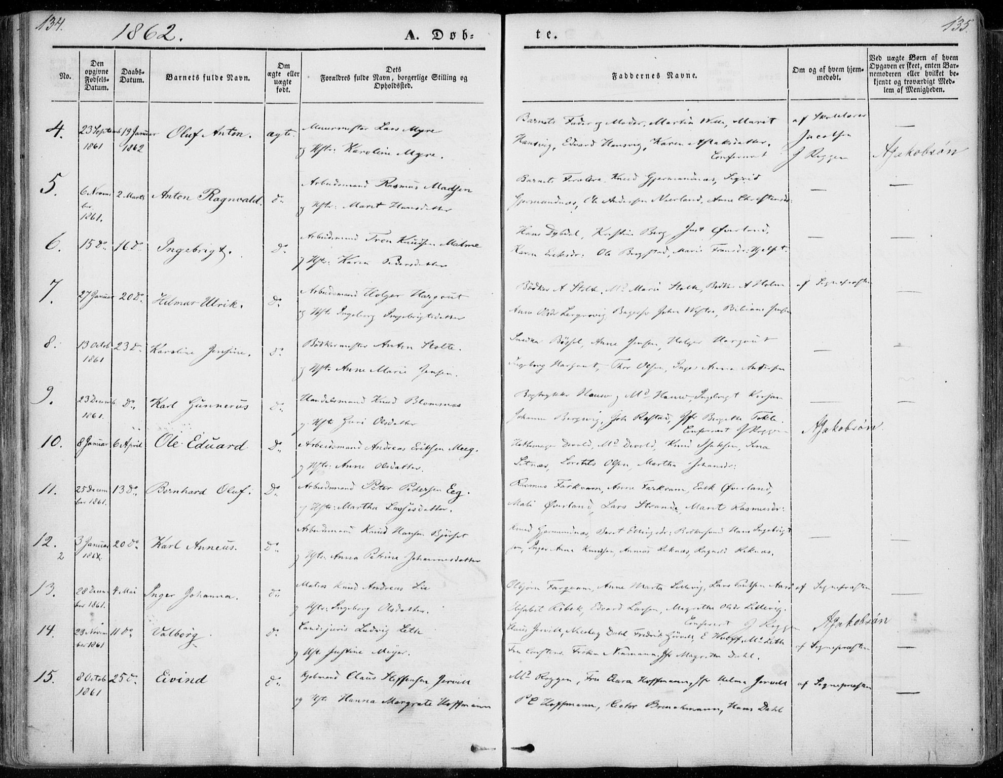 Ministerialprotokoller, klokkerbøker og fødselsregistre - Møre og Romsdal, SAT/A-1454/558/L0689: Parish register (official) no. 558A03, 1843-1872, p. 134-135