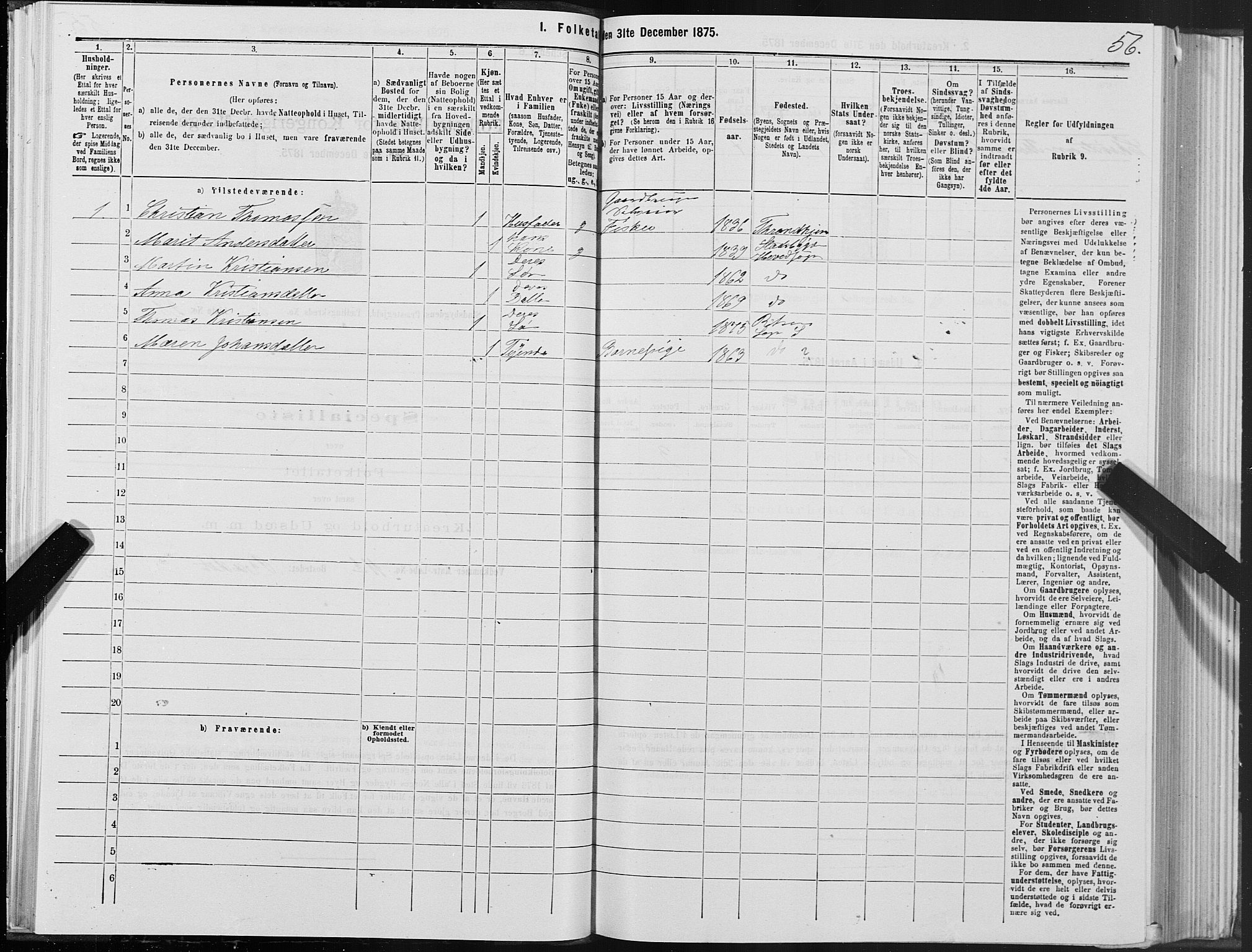 SAT, 1875 census for 1625P Stadsbygd, 1875, p. 4056