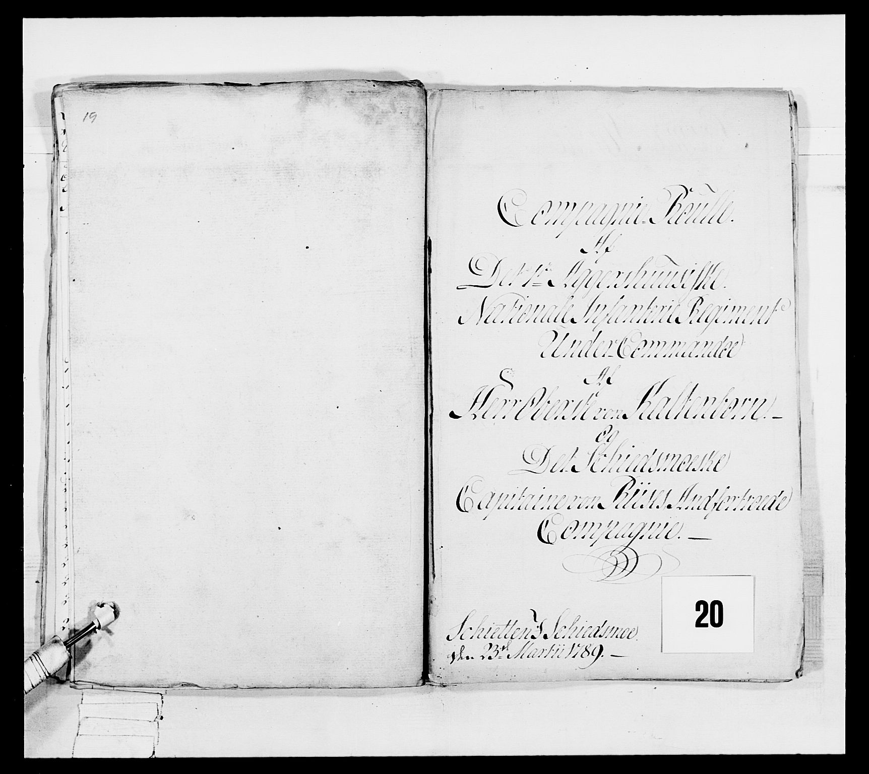 Generalitets- og kommissariatskollegiet, Det kongelige norske kommissariatskollegium, AV/RA-EA-5420/E/Eh/L0039: 1. Akershusiske nasjonale infanteriregiment, 1789, p. 294