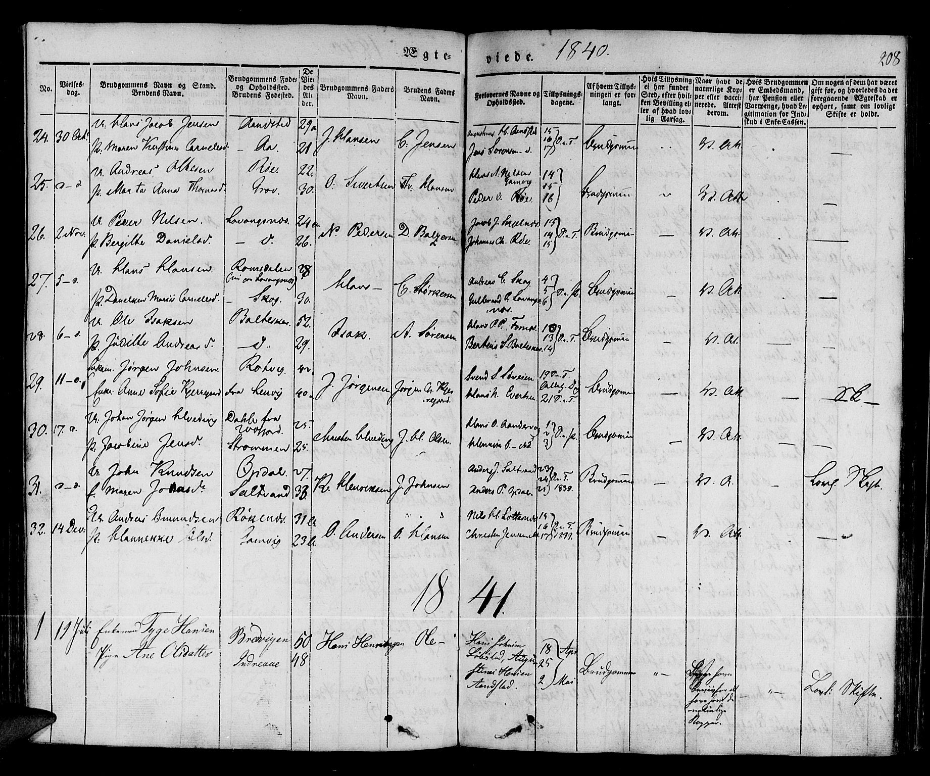 Ibestad sokneprestembete, SATØ/S-0077/H/Ha/Haa/L0006kirke: Parish register (official) no. 6, 1837-1850, p. 208