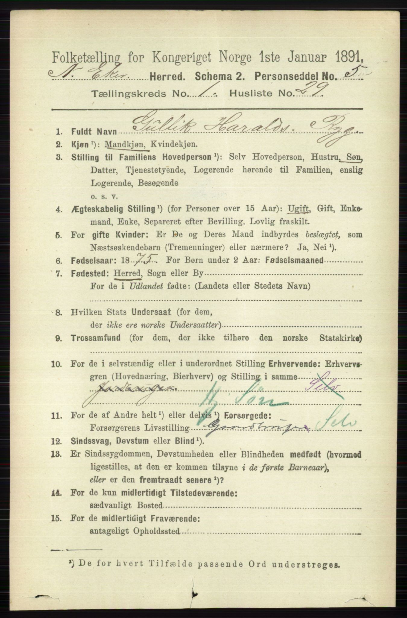 RA, 1891 census for 0625 Nedre Eiker, 1891, p. 236