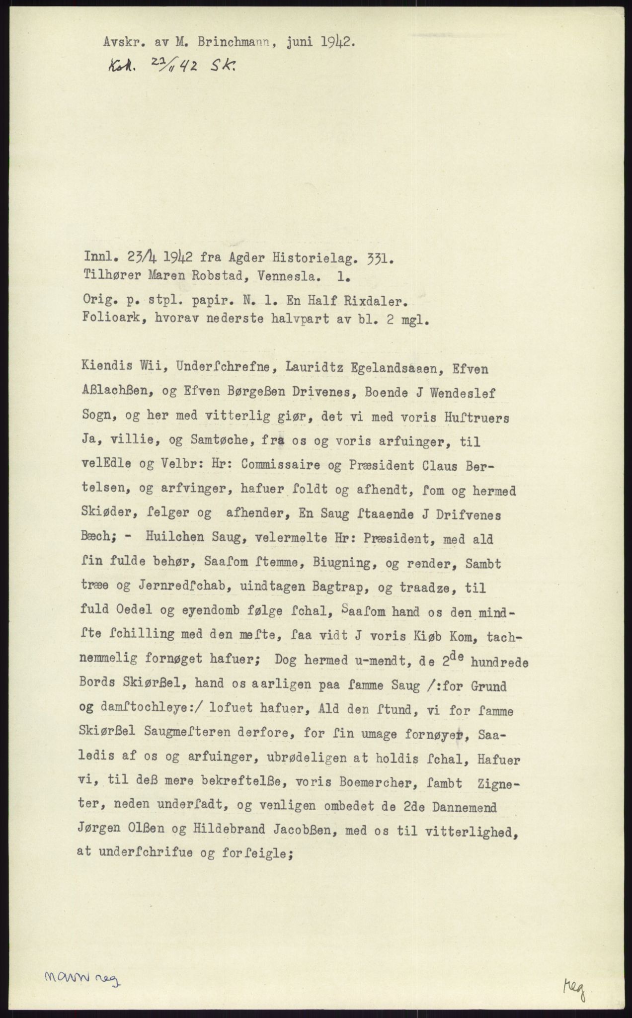 Samlinger til kildeutgivelse, Diplomavskriftsamlingen, RA/EA-4053/H/Ha, p. 2460