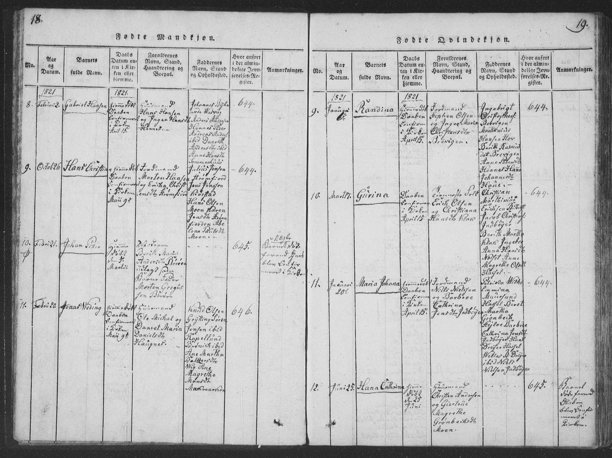 Ministerialprotokoller, klokkerbøker og fødselsregistre - Nordland, AV/SAT-A-1459/888/L1262: Parish register (copy) no. 888C01, 1820-1836, p. 18-19
