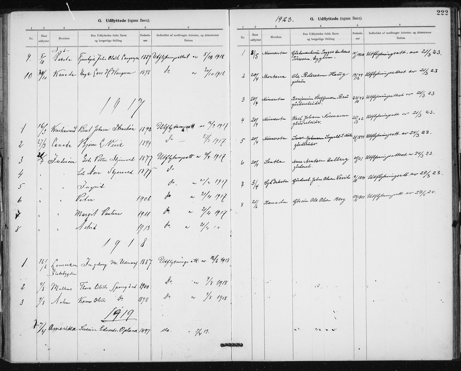 Ministerialprotokoller, klokkerbøker og fødselsregistre - Sør-Trøndelag, SAT/A-1456/612/L0381: Parish register (official) no. 612A13, 1907-1923, p. 222