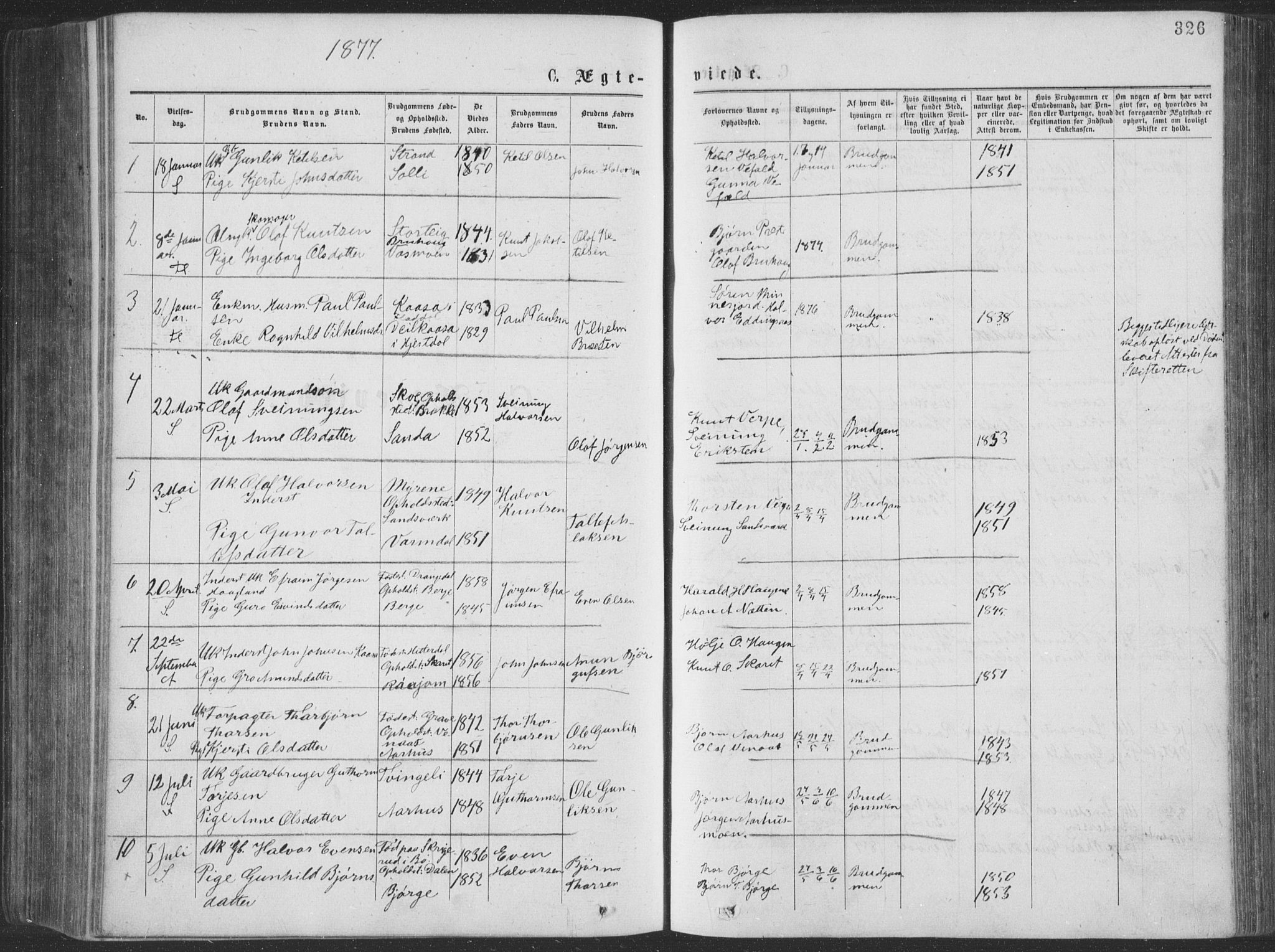Seljord kirkebøker, SAKO/A-20/F/Fa/L0014: Parish register (official) no. I 14, 1877-1886, p. 326