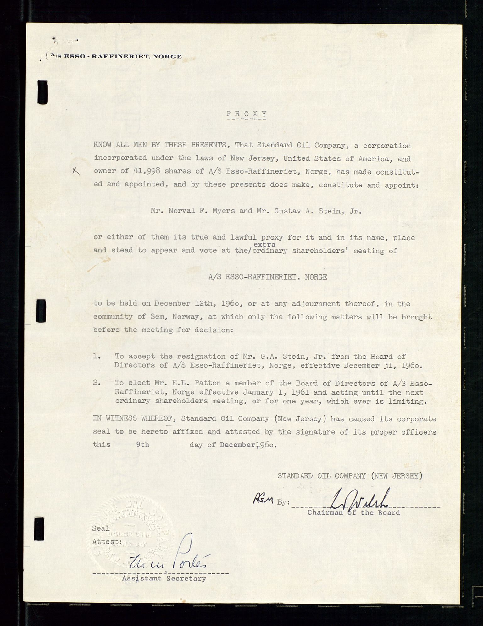 PA 1537 - A/S Essoraffineriet Norge, AV/SAST-A-101957/A/Aa/L0001/0002: Styremøter / Shareholder meetings, board meetings, by laws (vedtekter), 1957-1960, p. 24