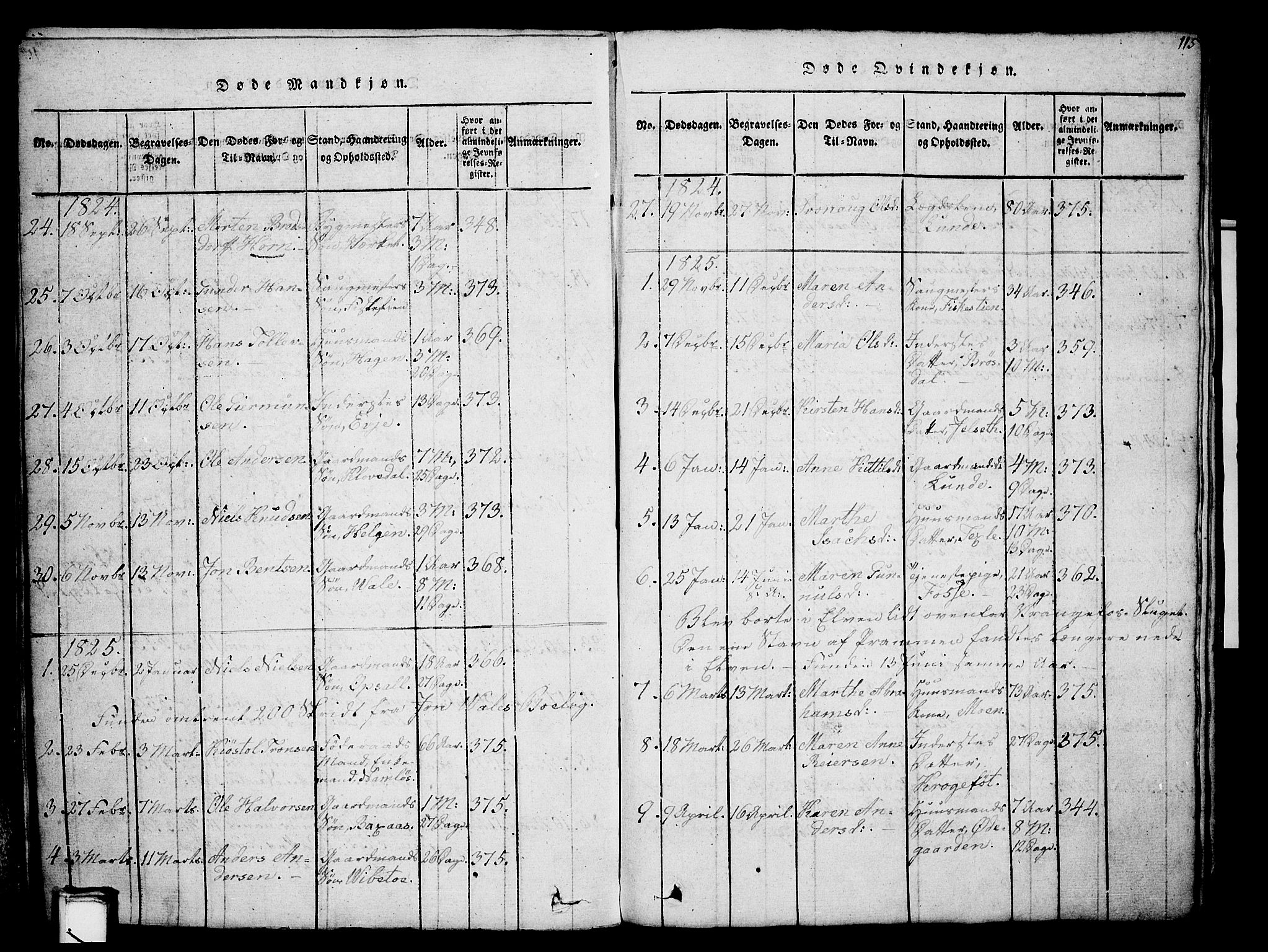 Holla kirkebøker, SAKO/A-272/G/Ga/L0001: Parish register (copy) no. I 1, 1814-1830, p. 115