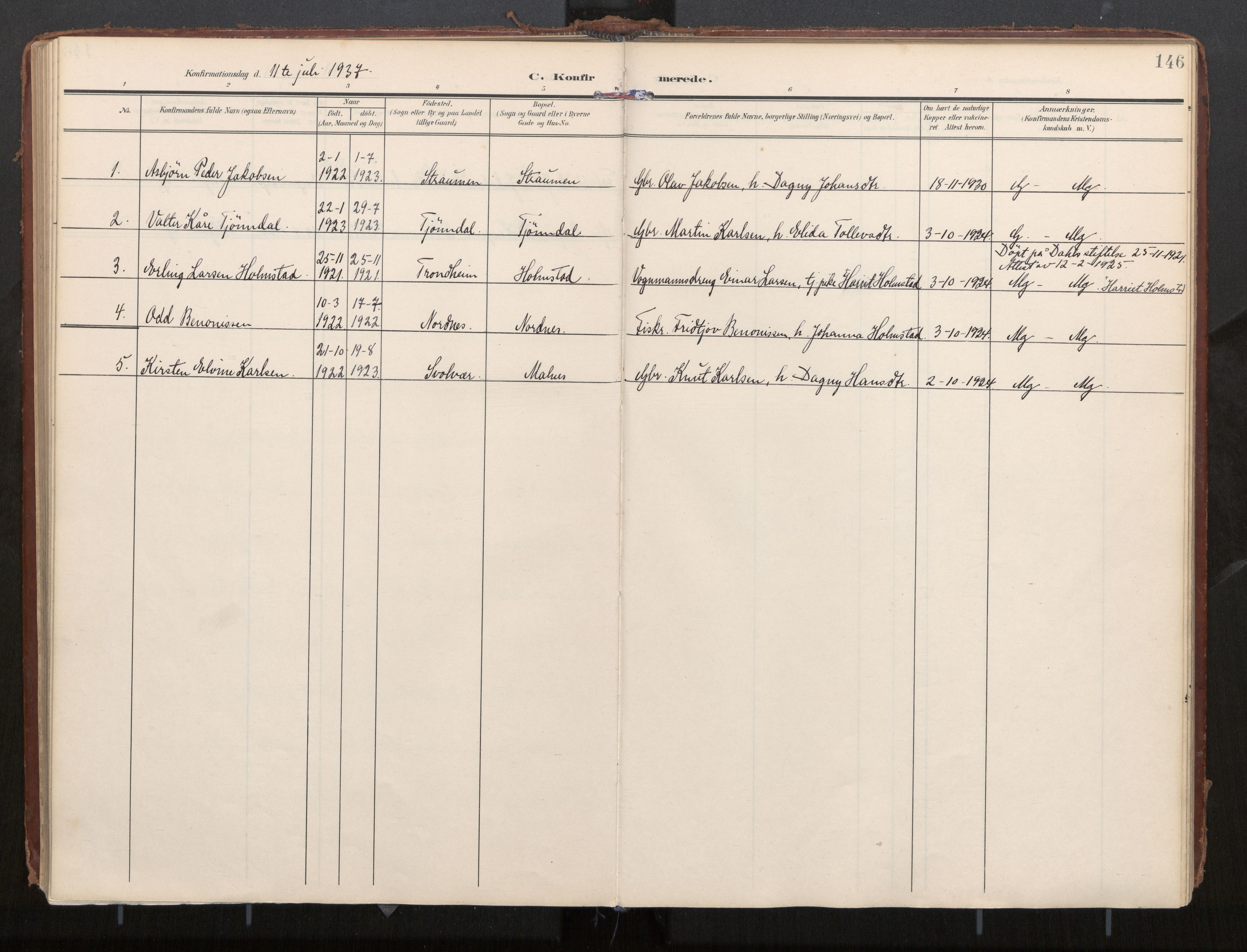 Ministerialprotokoller, klokkerbøker og fødselsregistre - Nordland, SAT/A-1459/884/L1194: Parish register (official) no. 884A02, 1906-1937, p. 146