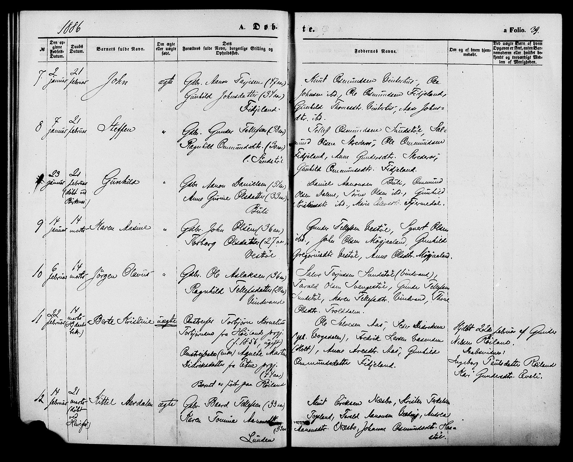 Herefoss sokneprestkontor, SAK/1111-0019/F/Fa/Fab/L0003: Parish register (official) no. A 3, 1875-1886, p. 39