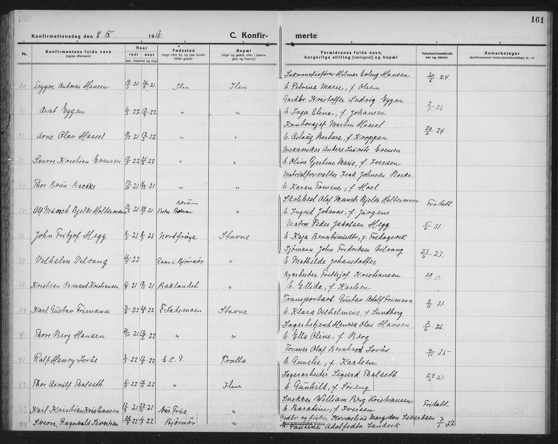 Ministerialprotokoller, klokkerbøker og fødselsregistre - Sør-Trøndelag, SAT/A-1456/603/L0175: Parish register (copy) no. 603C03, 1923-1941, p. 161