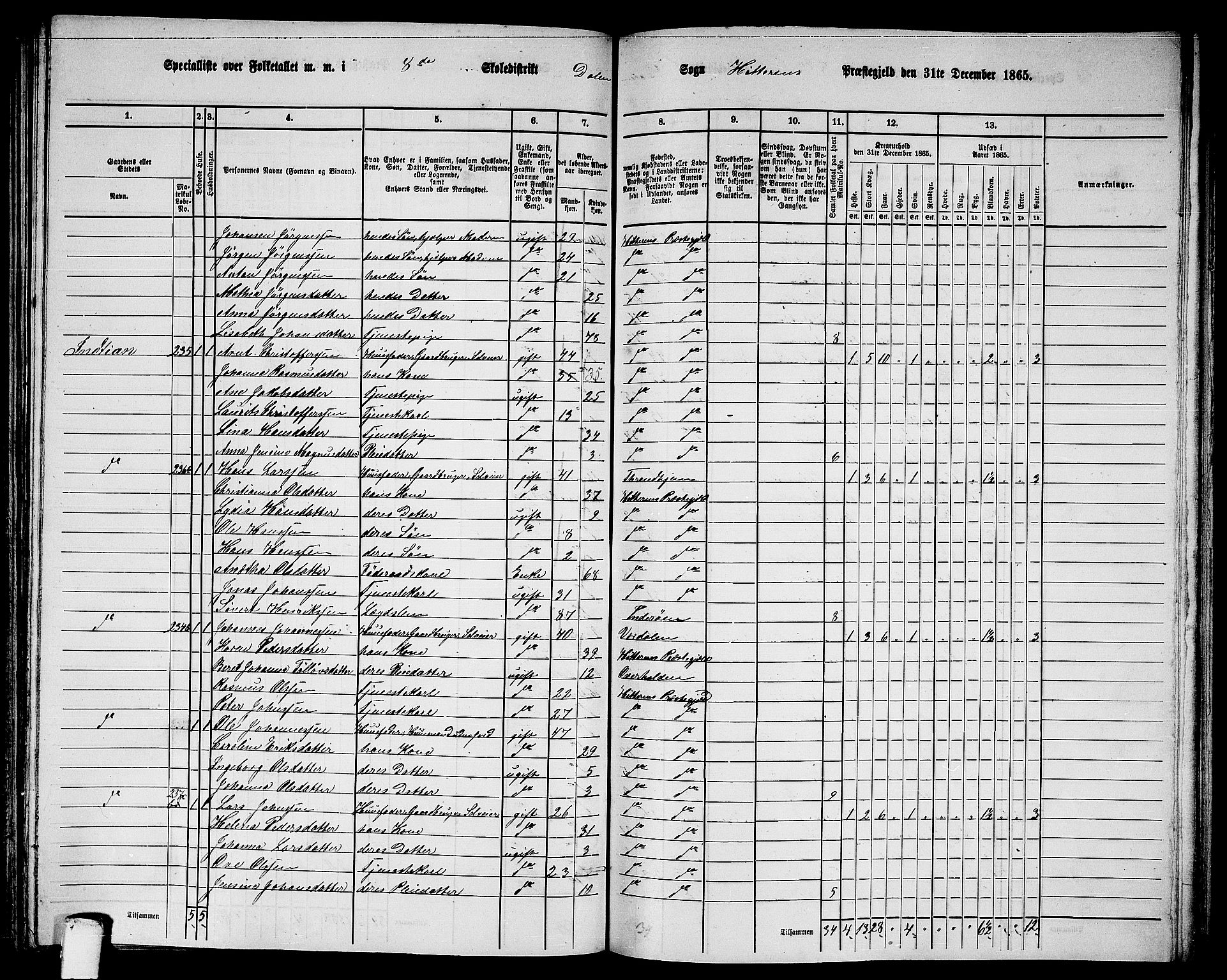 RA, 1865 census for Hitra, 1865, p. 213