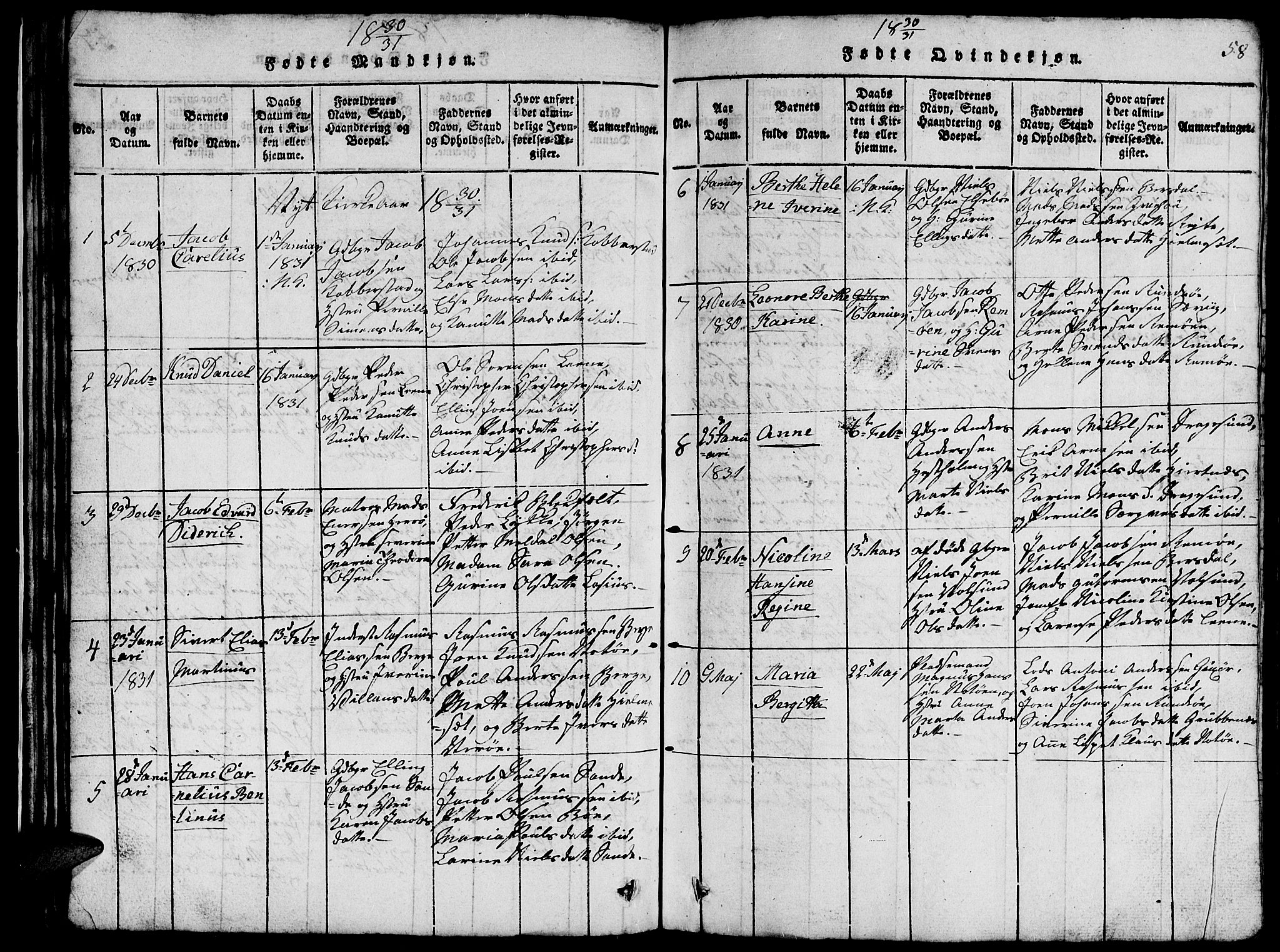 Ministerialprotokoller, klokkerbøker og fødselsregistre - Møre og Romsdal, AV/SAT-A-1454/507/L0078: Parish register (copy) no. 507C01, 1816-1840, p. 58