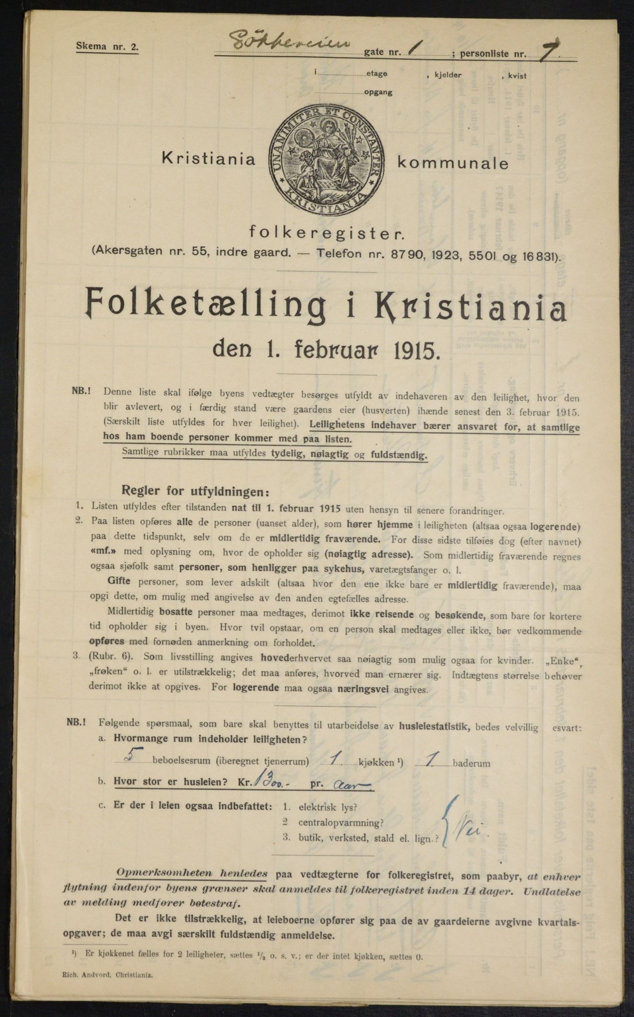 OBA, Municipal Census 1915 for Kristiania, 1915, p. 58011