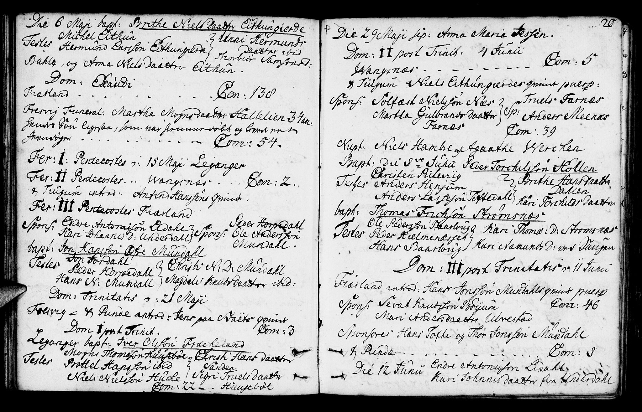 Leikanger sokneprestembete, AV/SAB-A-81001/H/Haa/Haaa/L0003: Parish register (official) no. A 3, 1756-1770, p. 20