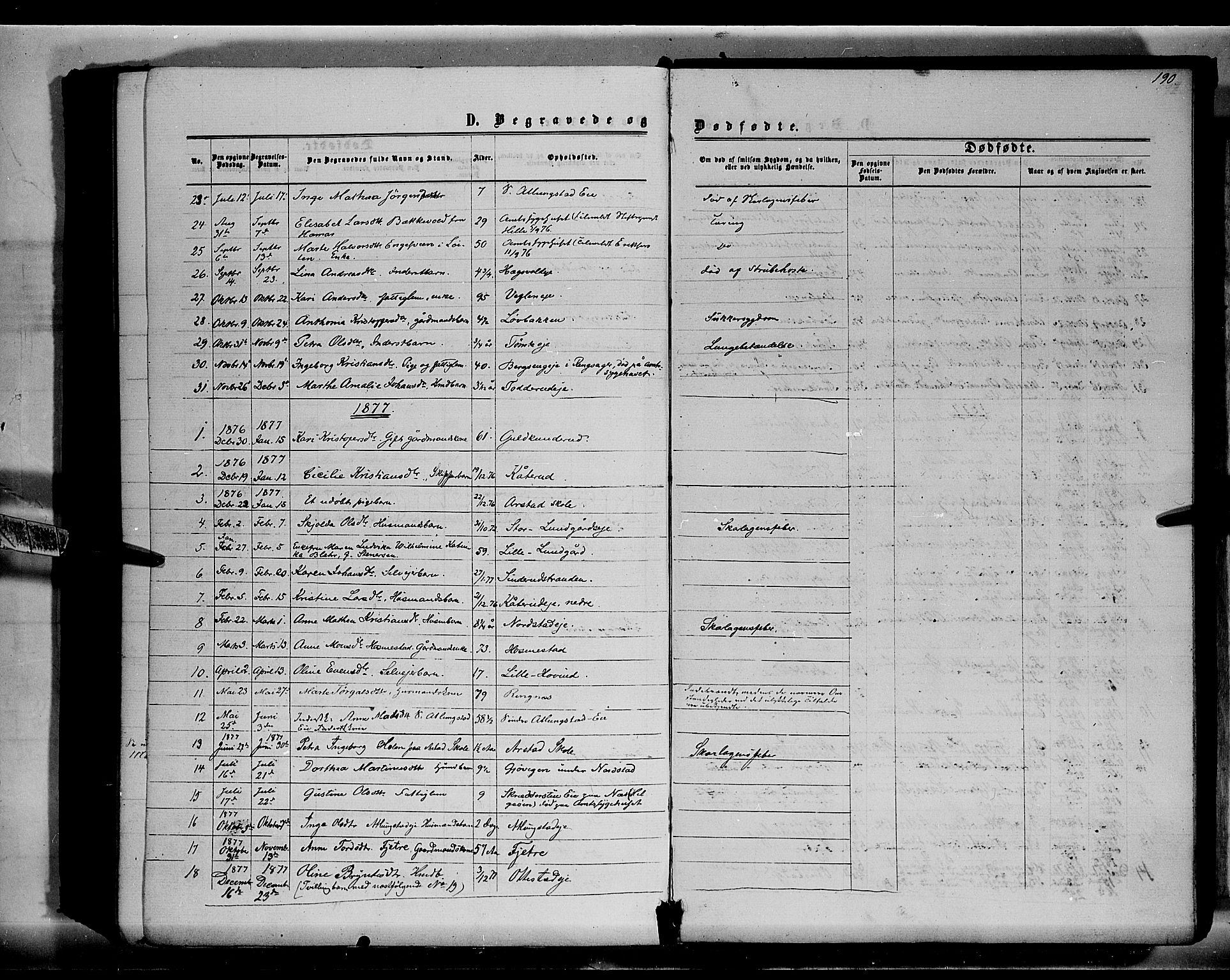 Stange prestekontor, SAH/PREST-002/K/L0015: Parish register (official) no. 15, 1862-1879, p. 190