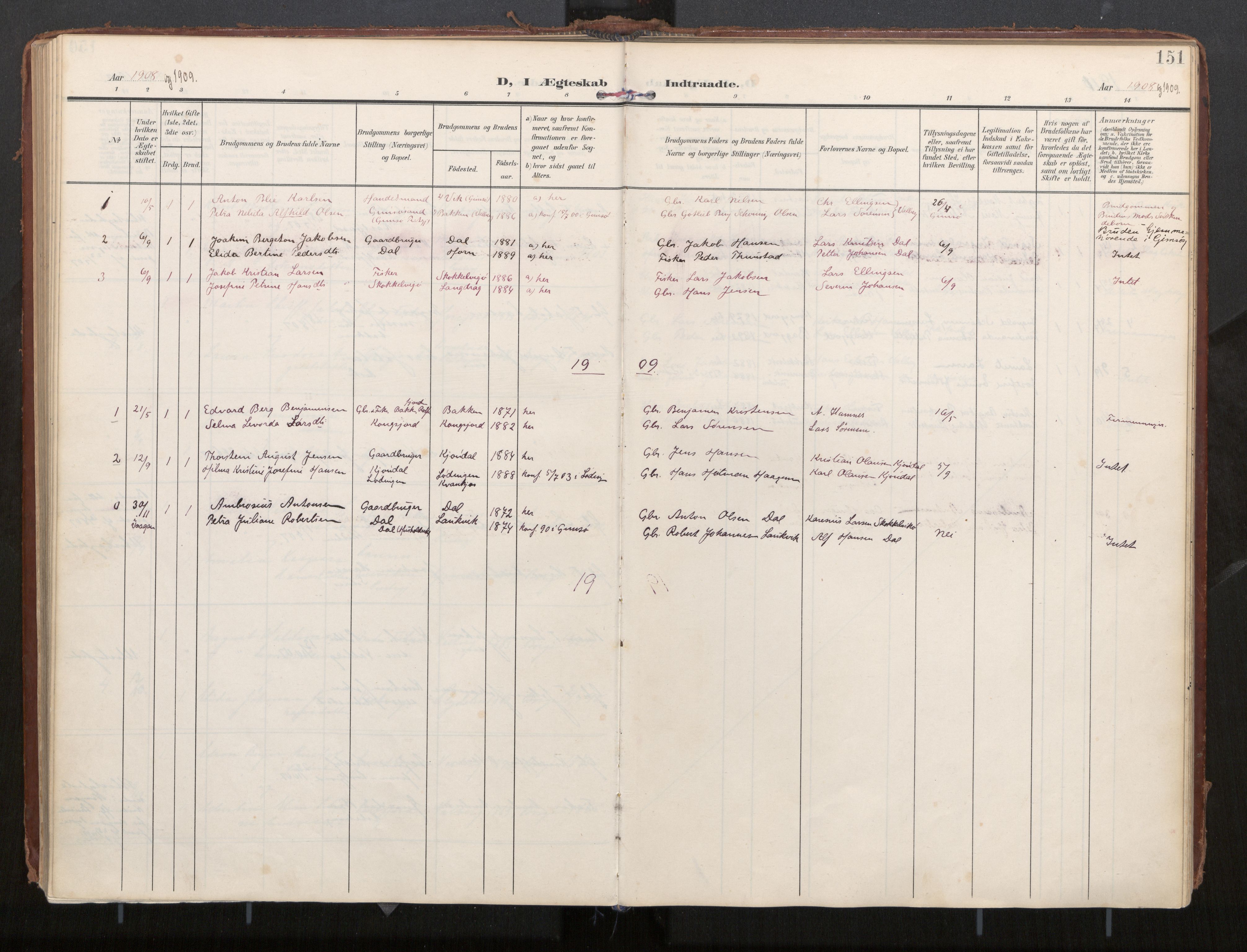 Ministerialprotokoller, klokkerbøker og fødselsregistre - Nordland, SAT/A-1459/884/L1194: Parish register (official) no. 884A02, 1906-1937, p. 151