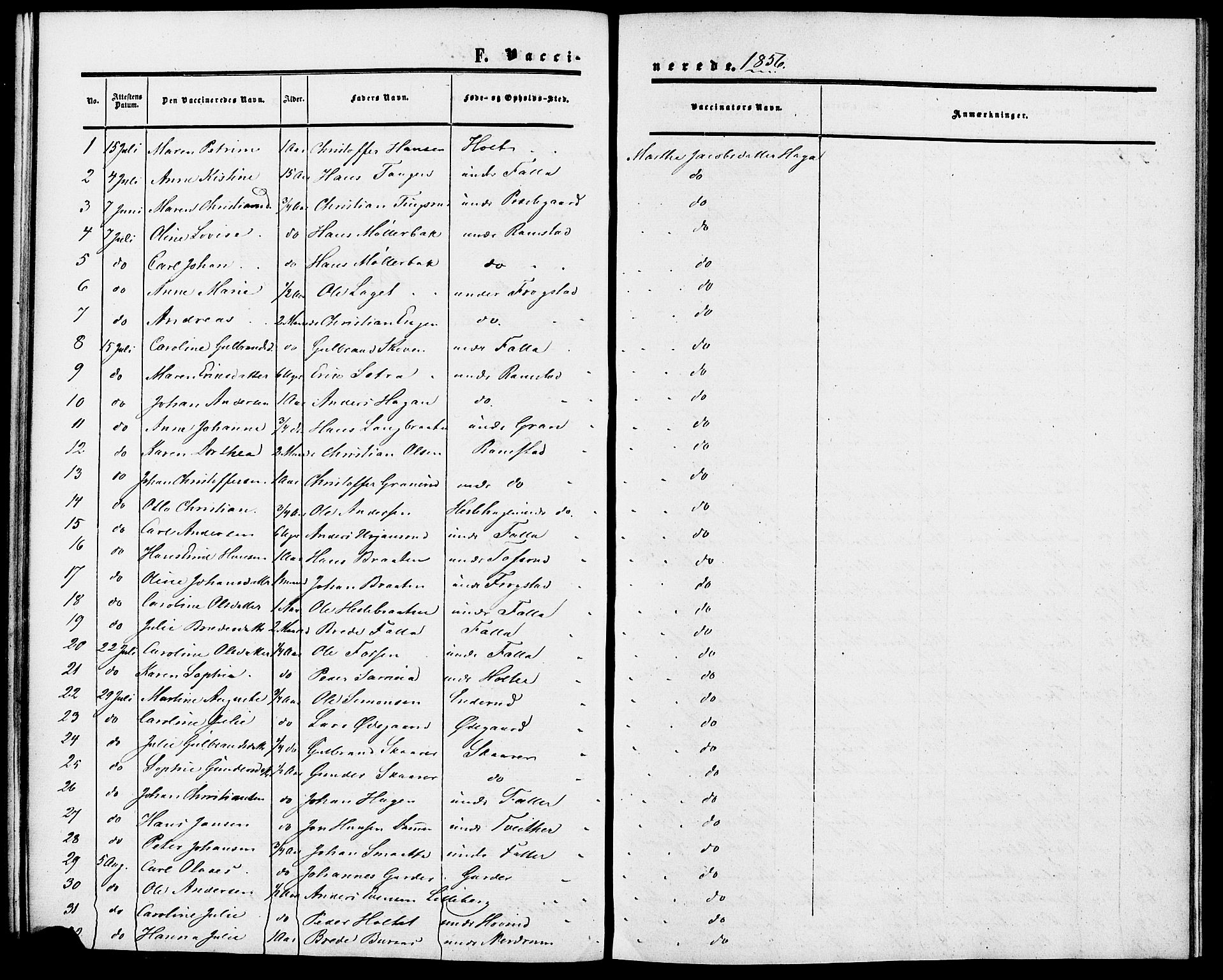 Fet prestekontor Kirkebøker, SAO/A-10370a/F/Fa/L0010a: Parish register (official) no. I 10A, 1851-1859