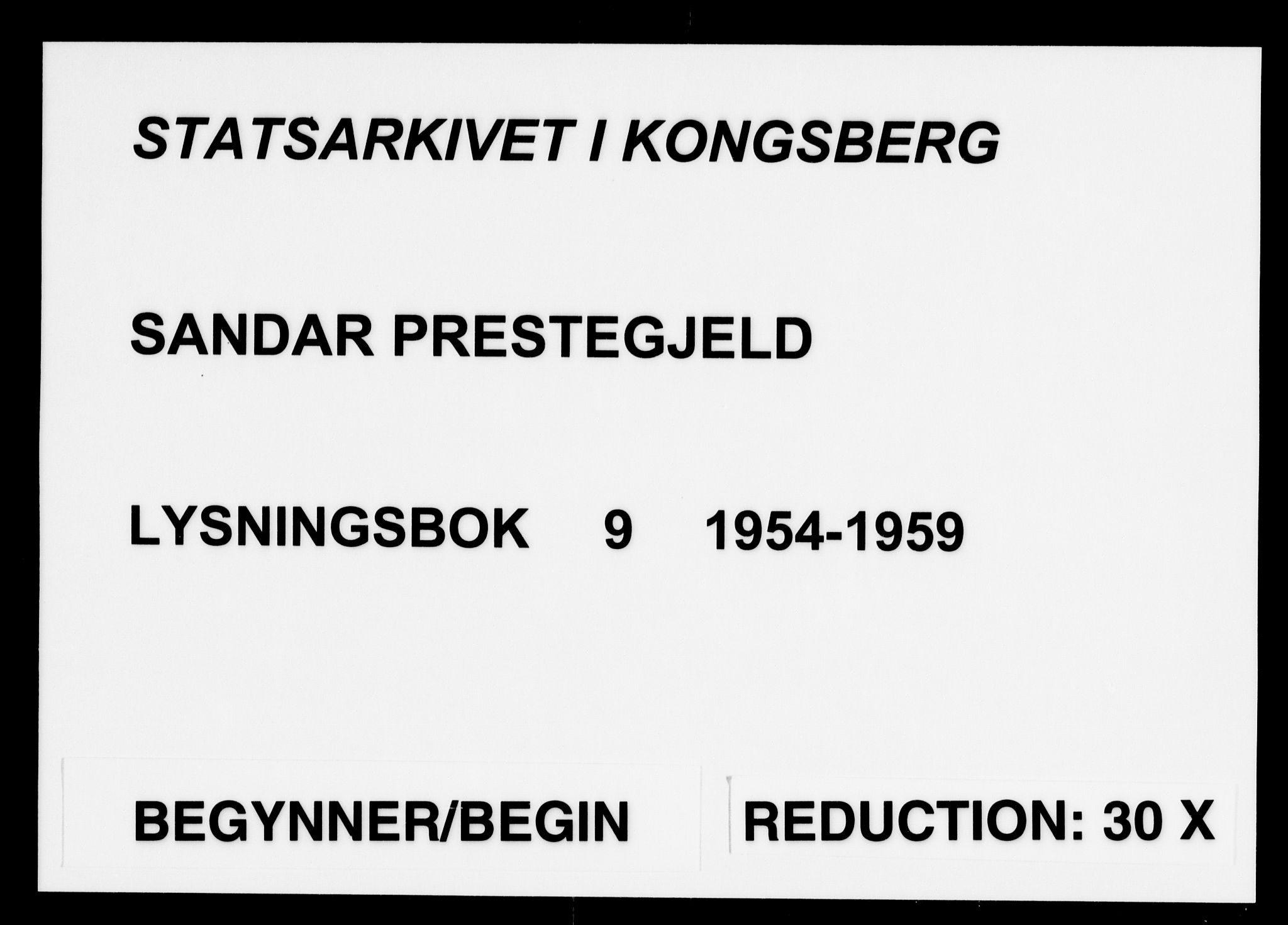 Sandar kirkebøker, AV/SAKO-A-243/H/Ha/L0009: Banns register no. 9, 1954-1959