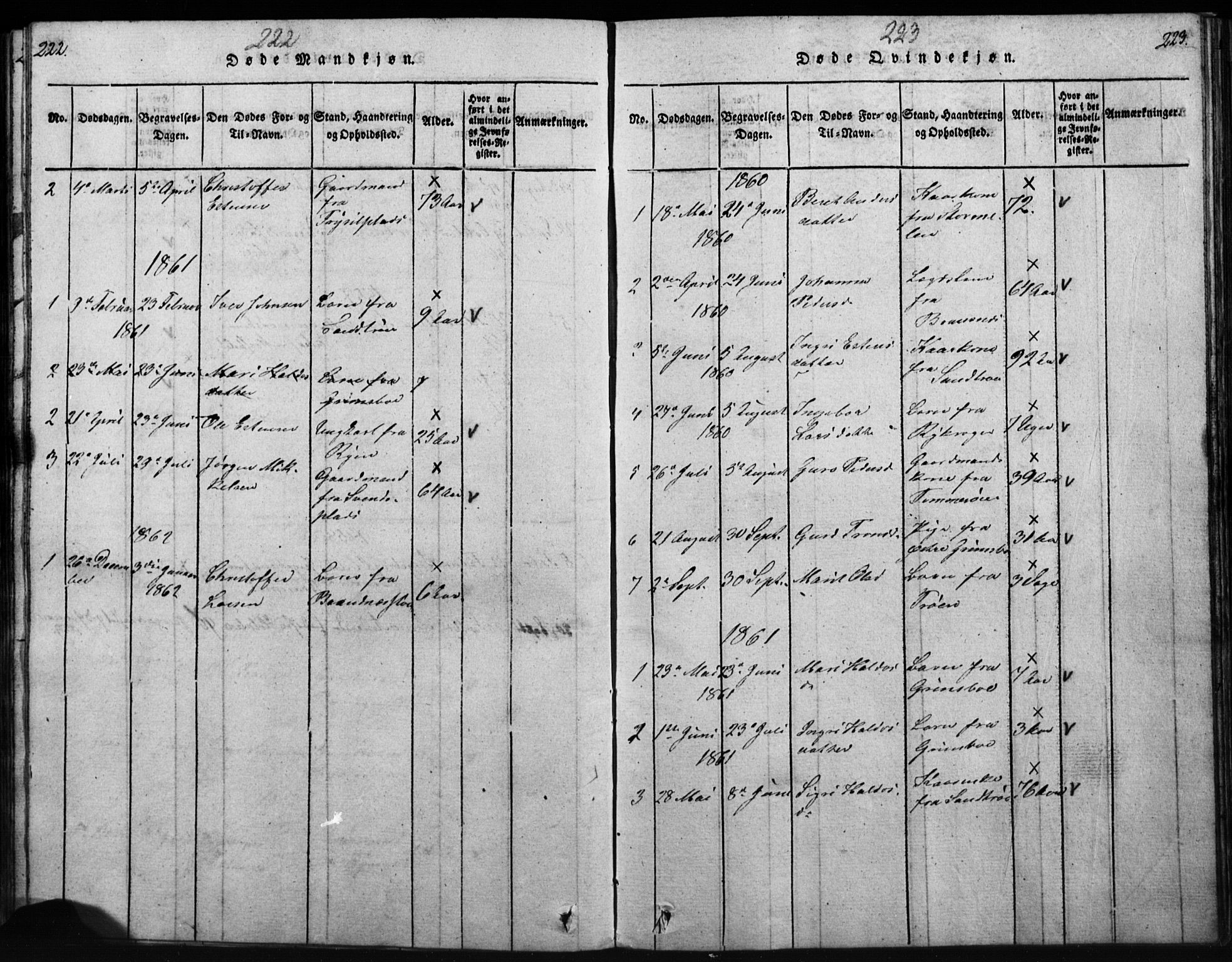 Tynset prestekontor, AV/SAH-PREST-058/H/Ha/Hab/L0003: Parish register (copy) no. 3, 1814-1862, p. 222-223