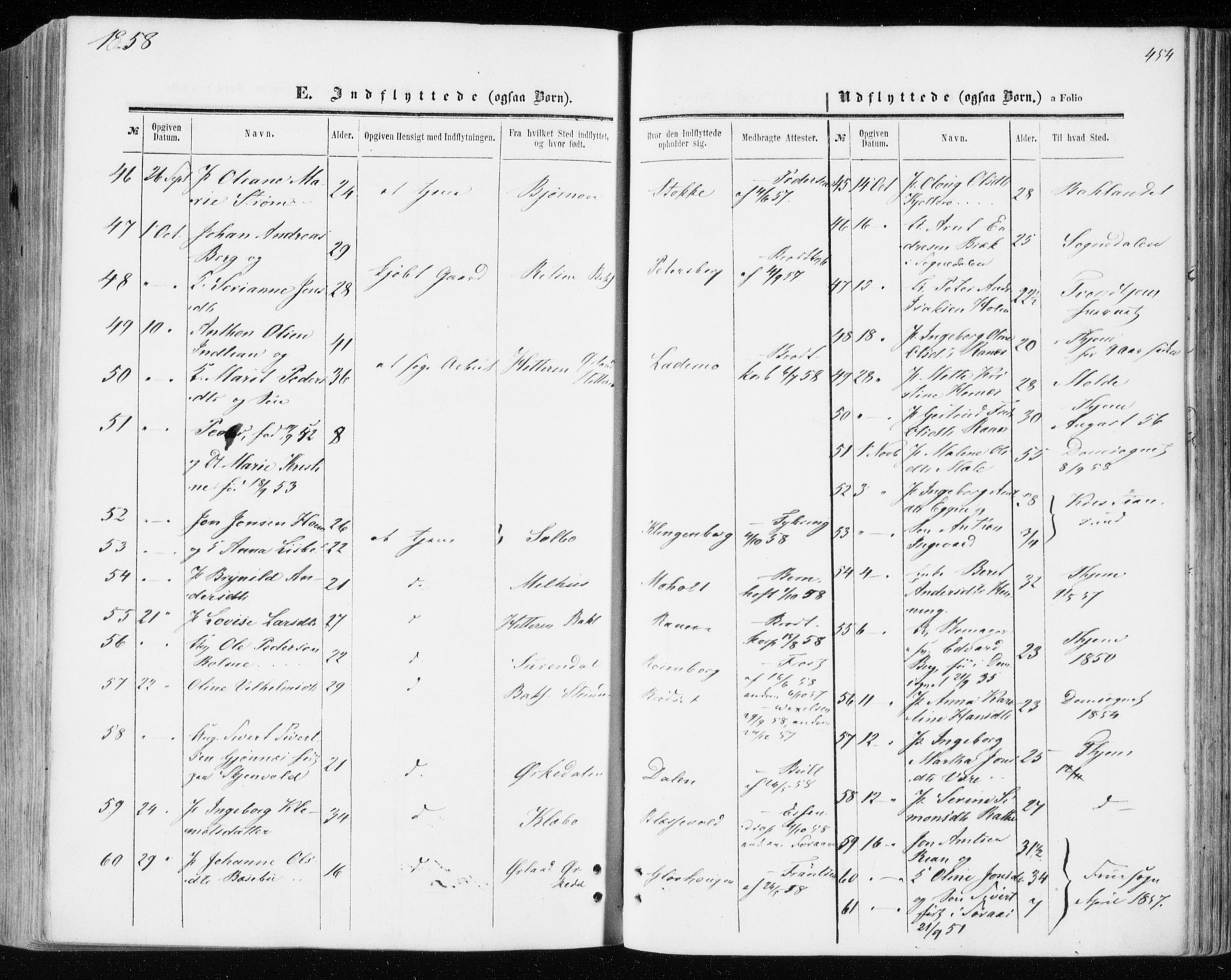 Ministerialprotokoller, klokkerbøker og fødselsregistre - Sør-Trøndelag, AV/SAT-A-1456/606/L0292: Parish register (official) no. 606A07, 1856-1865, p. 454