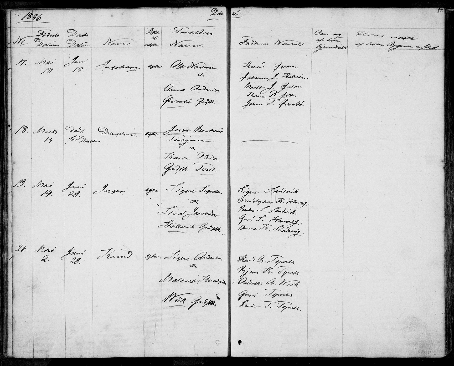 Nedstrand sokneprestkontor, AV/SAST-A-101841/01/IV: Parish register (official) no. A 8, 1839-1860, p. 57