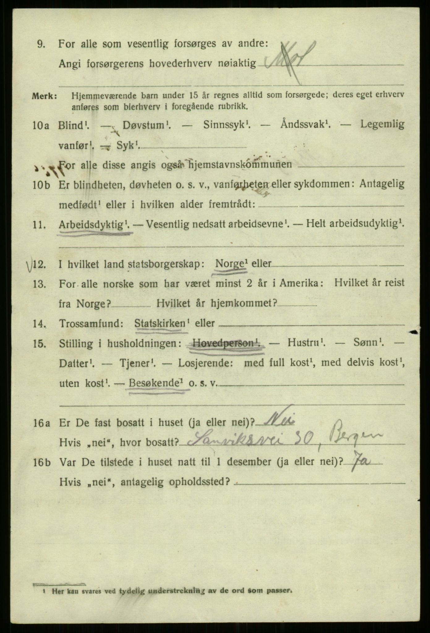 SAB, 1920 census for Bergen, 1920, p. 197734