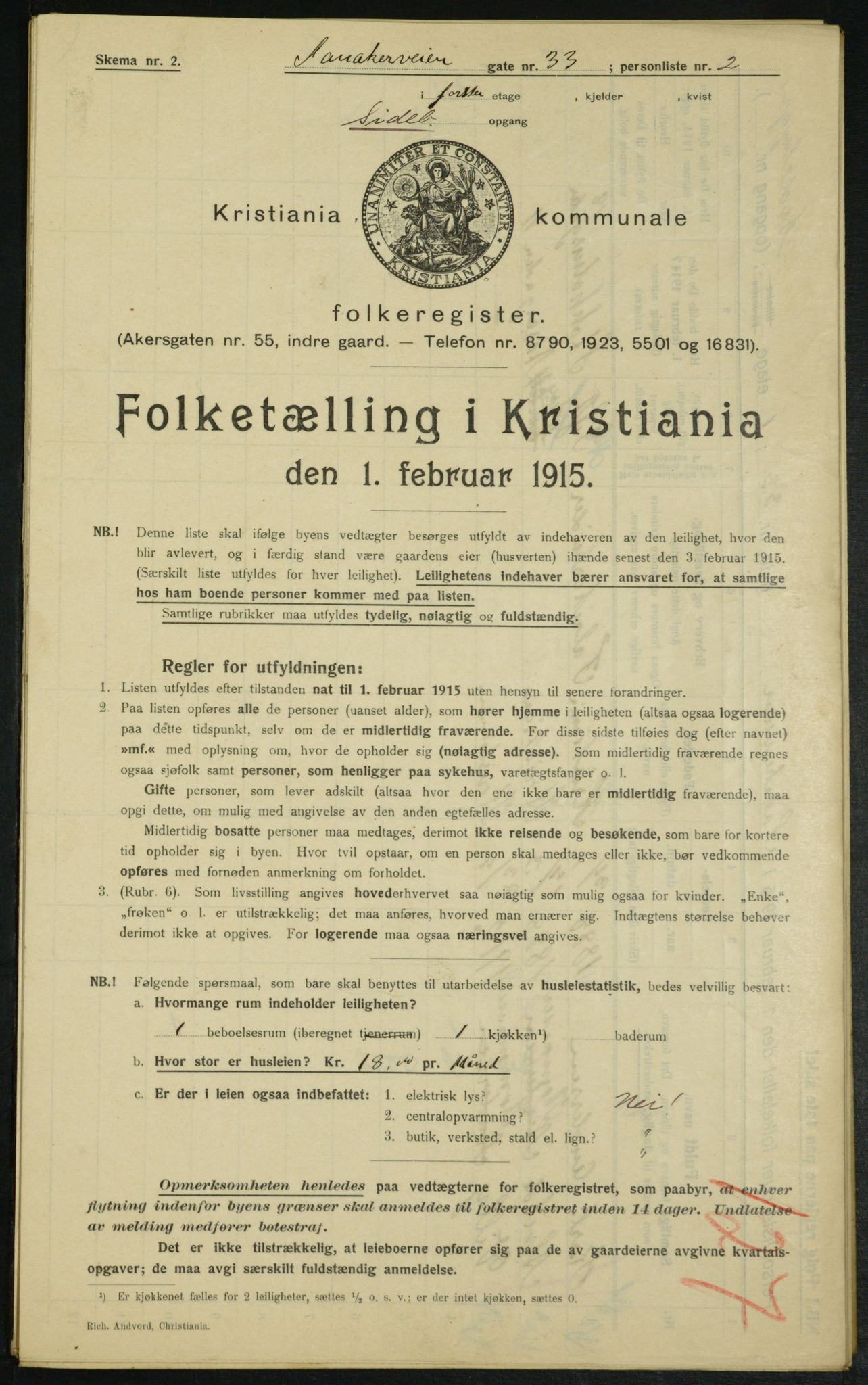 OBA, Municipal Census 1915 for Kristiania, 1915, p. 86671