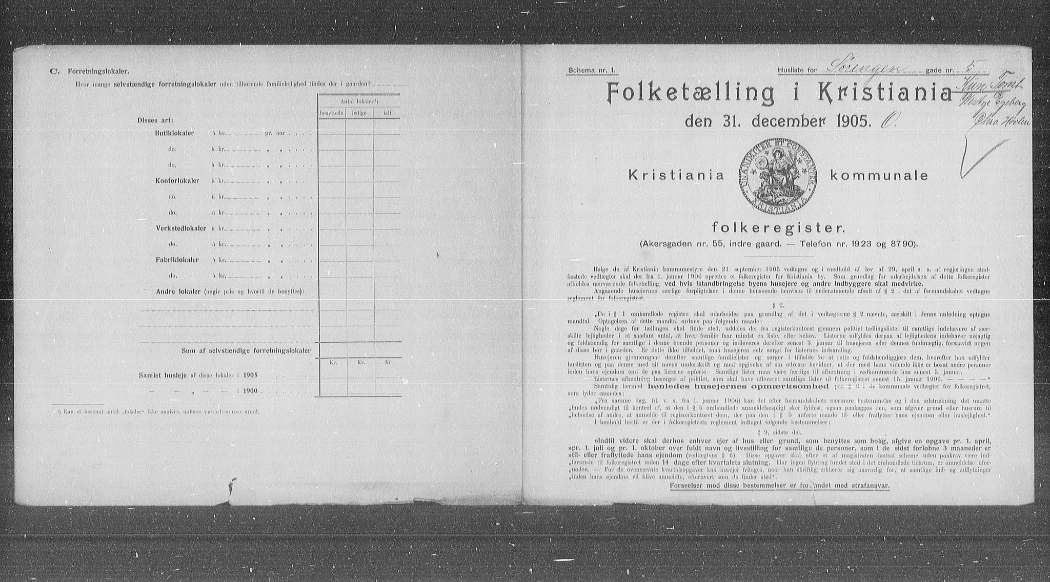 OBA, Municipal Census 1905 for Kristiania, 1905, p. 55717