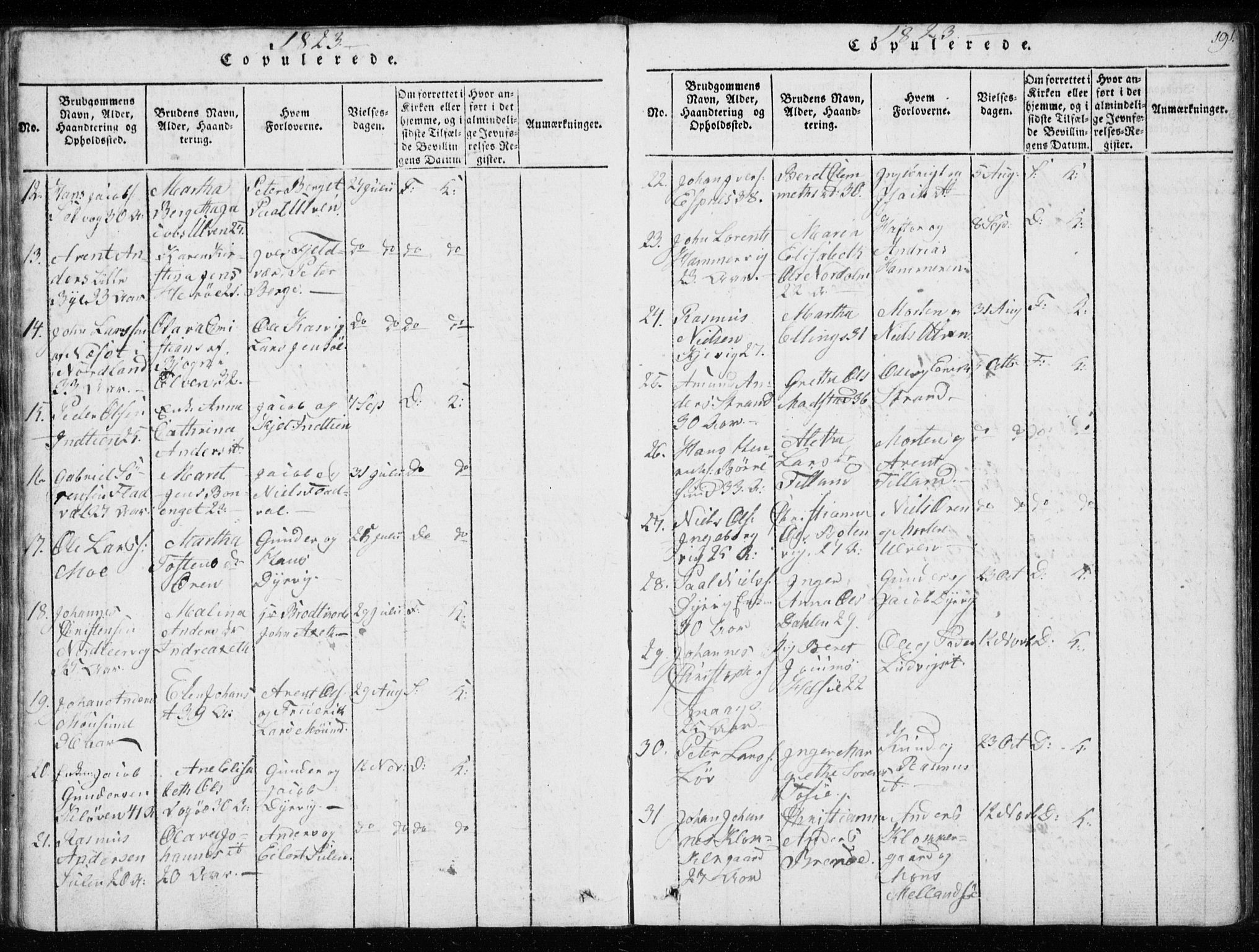 Ministerialprotokoller, klokkerbøker og fødselsregistre - Sør-Trøndelag, SAT/A-1456/634/L0527: Parish register (official) no. 634A03, 1818-1826, p. 191