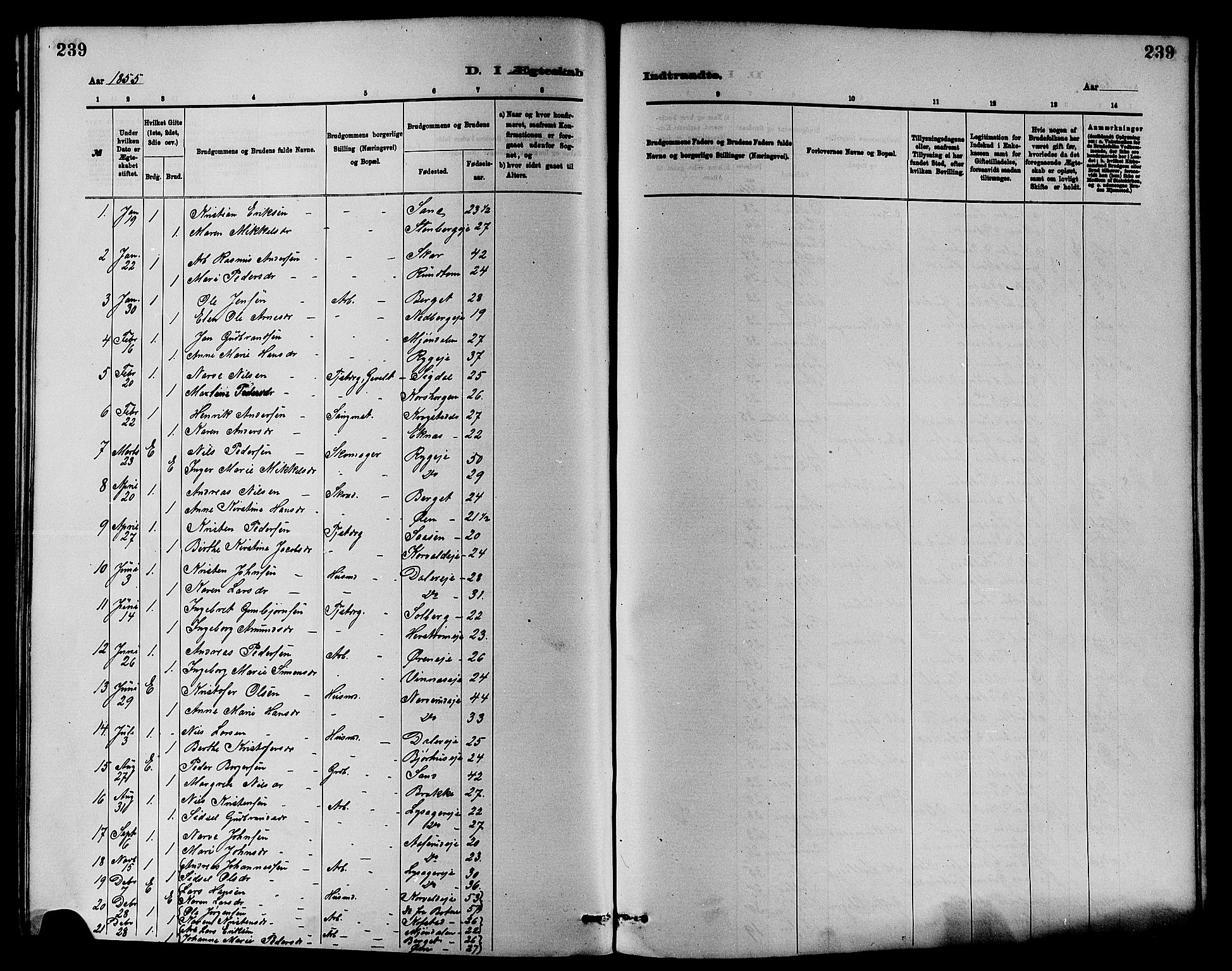 Nedre Eiker kirkebøker, SAKO/A-612/F/Fa/L0001: Parish register (official) no. 1, 1853-1877, p. 239