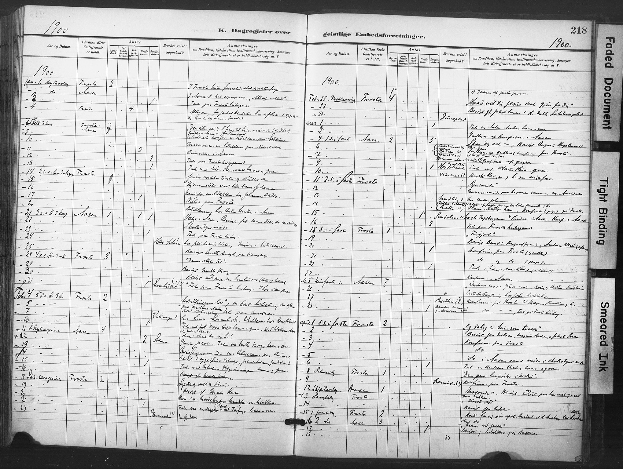 Ministerialprotokoller, klokkerbøker og fødselsregistre - Nord-Trøndelag, SAT/A-1458/713/L0122: Parish register (official) no. 713A11, 1899-1910, p. 218