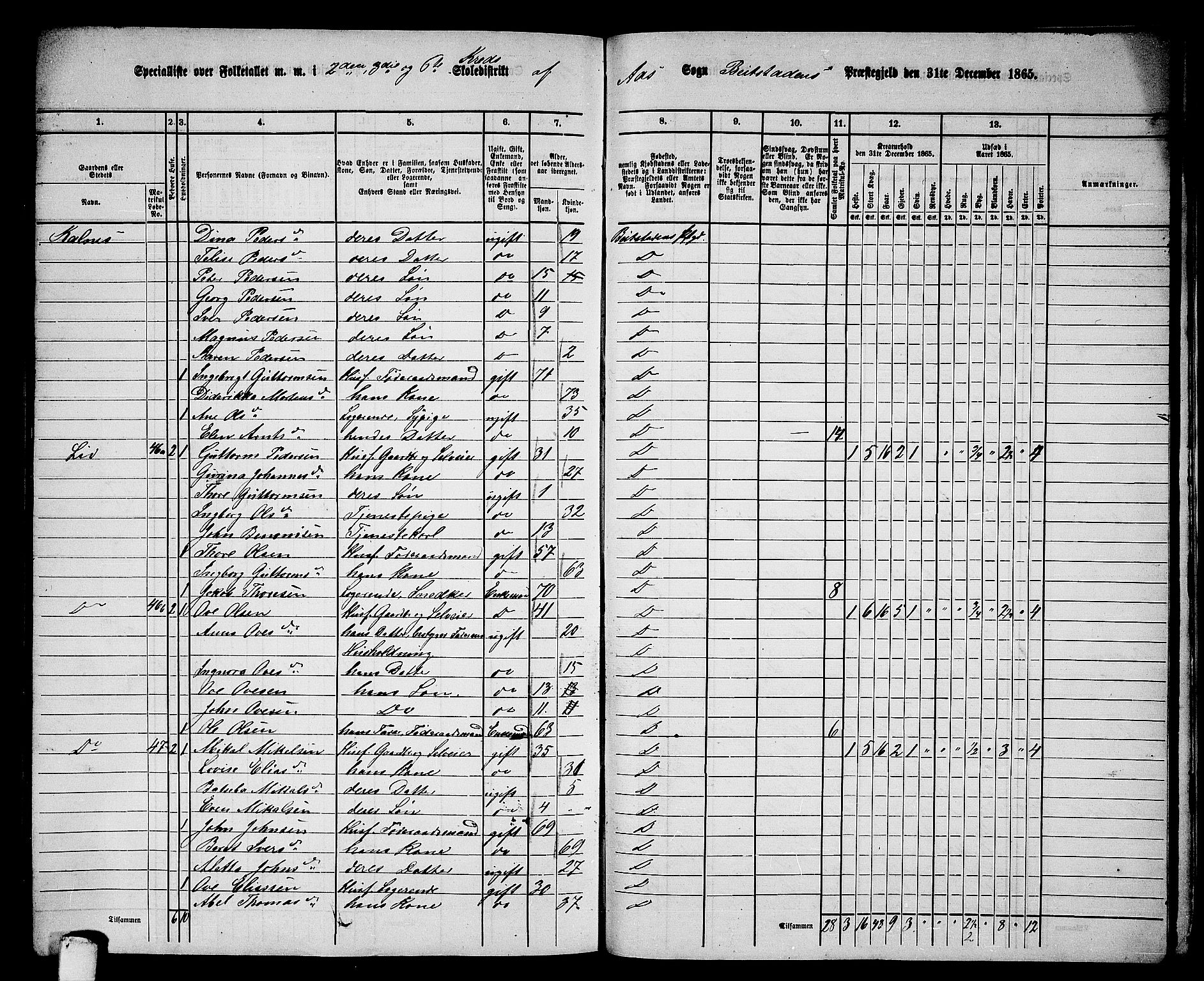 RA, 1865 census for Beitstad, 1865, p. 191