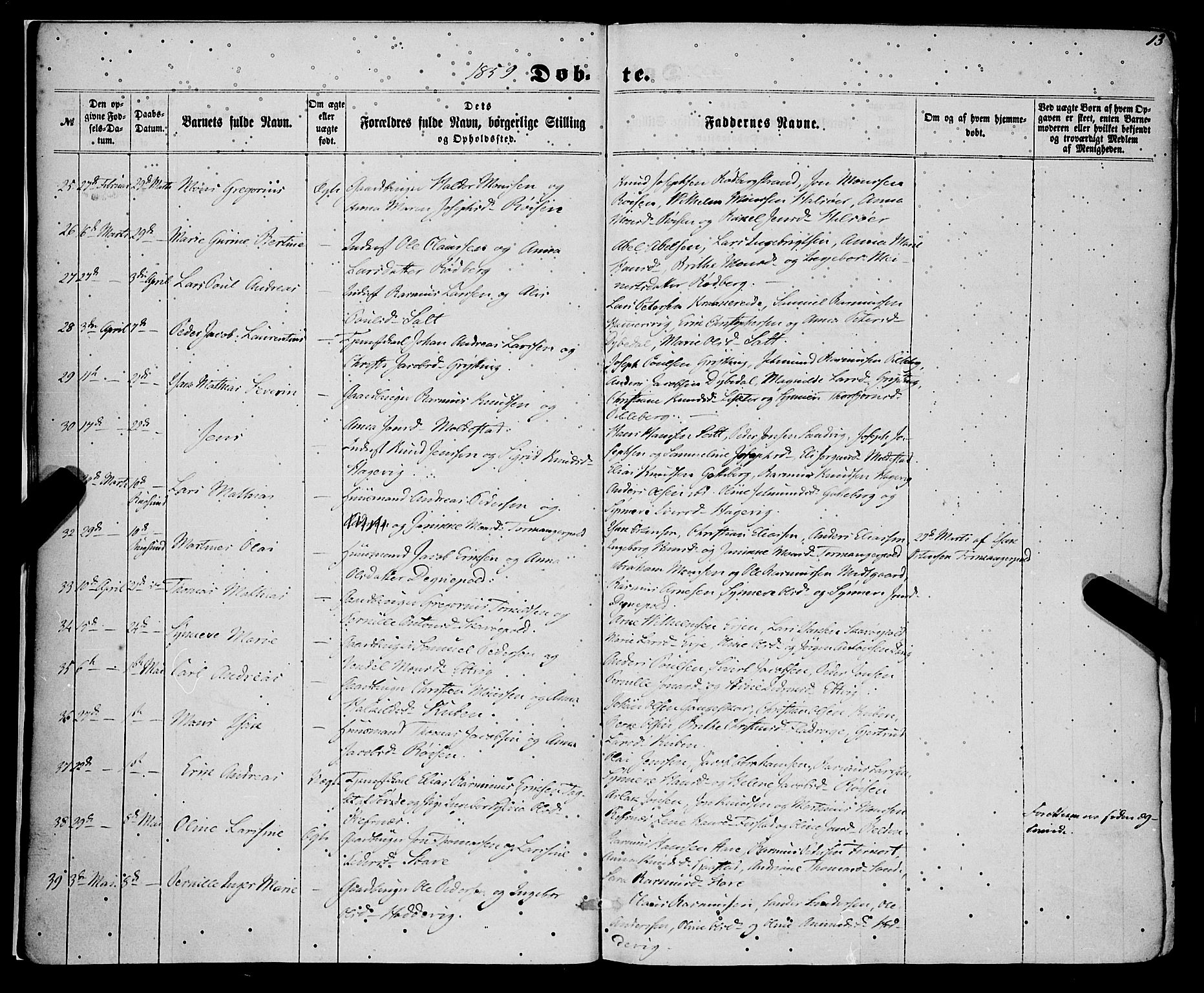 Selje sokneprestembete, AV/SAB-A-99938/H/Ha/Haa/Haaa: Parish register (official) no. A 11, 1858-1870, p. 13