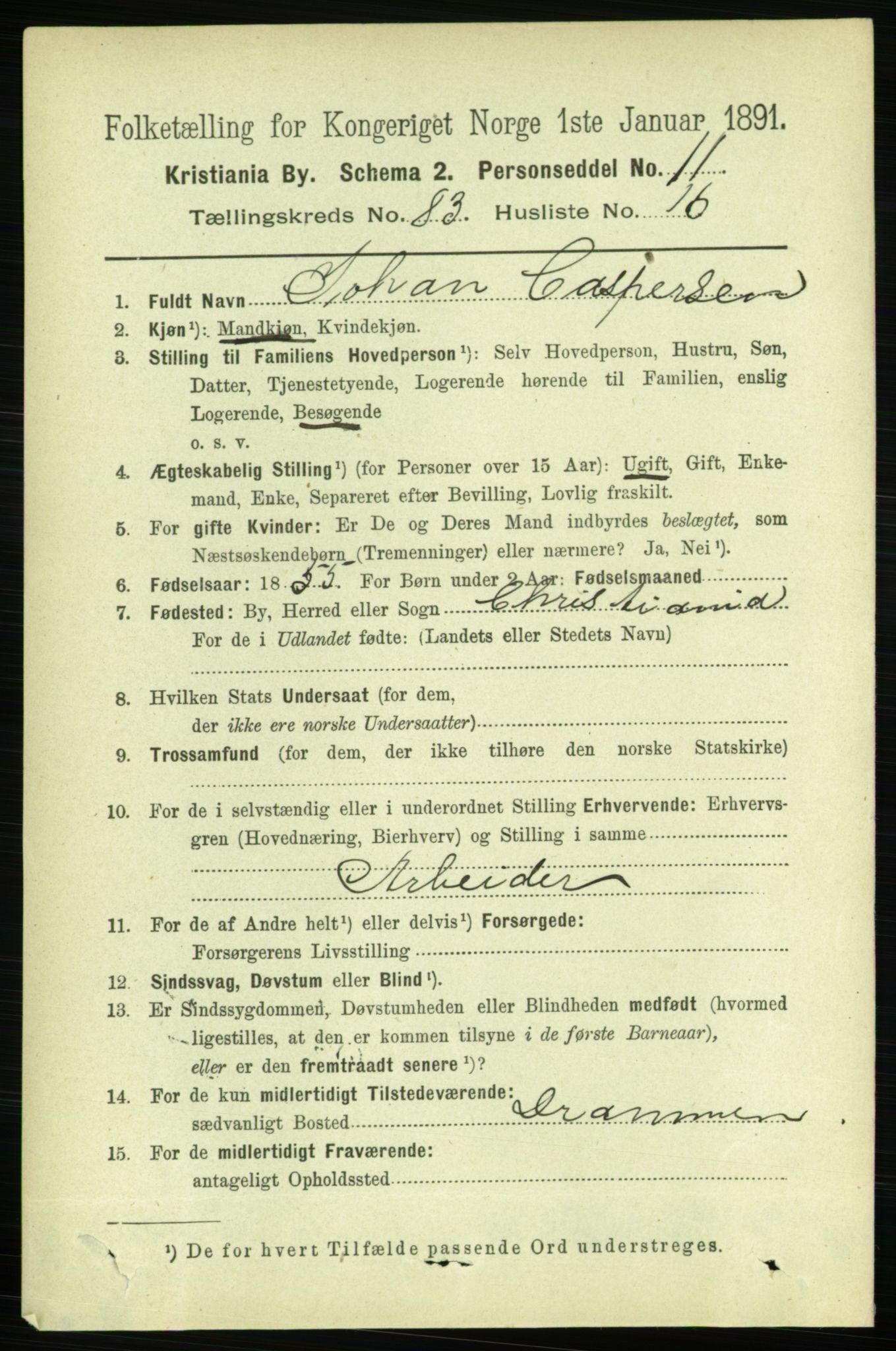 RA, 1891 census for 0301 Kristiania, 1891, p. 42437