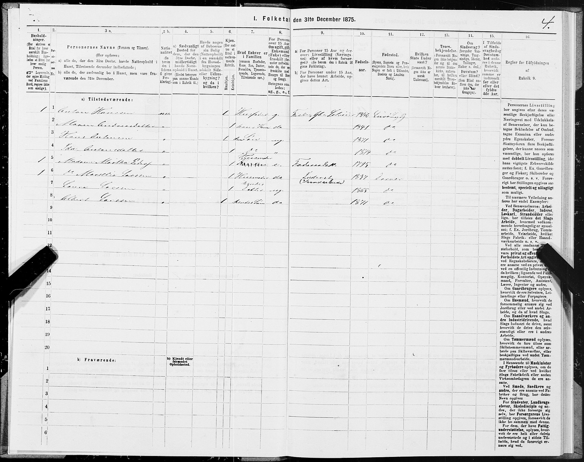 SAT, 1875 census for 1834P Lurøy, 1875, p. 1004