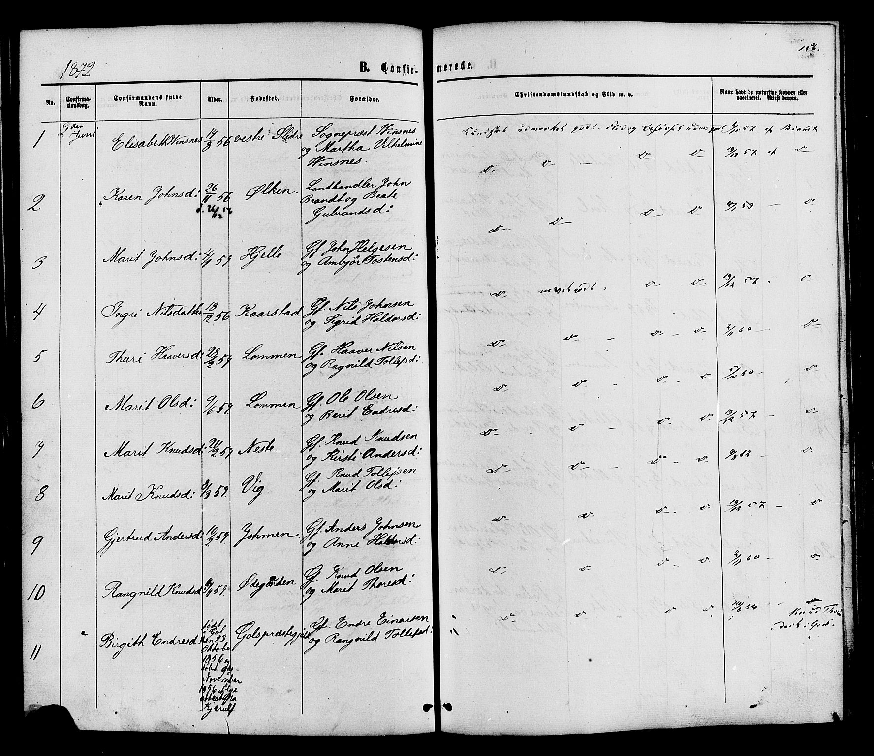 Vestre Slidre prestekontor, AV/SAH-PREST-136/H/Ha/Haa/L0003: Parish register (official) no. 3, 1865-1880, p. 156