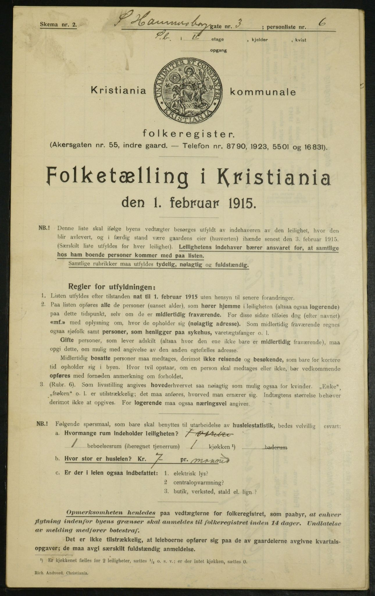 OBA, Municipal Census 1915 for Kristiania, 1915, p. 130469