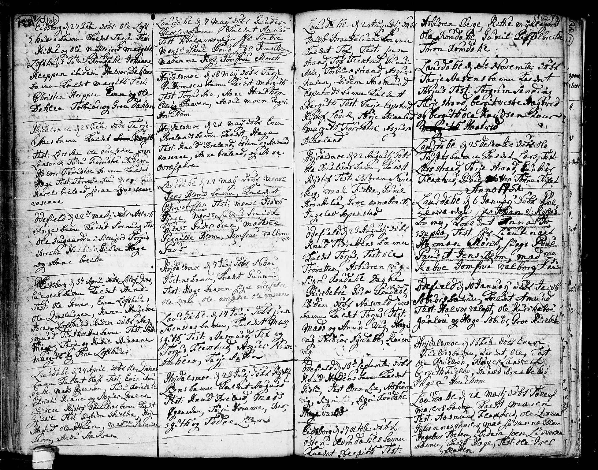 Lårdal kirkebøker, SAKO/A-284/F/Fa/L0002: Parish register (official) no. I 2, 1734-1754, p. 166-167