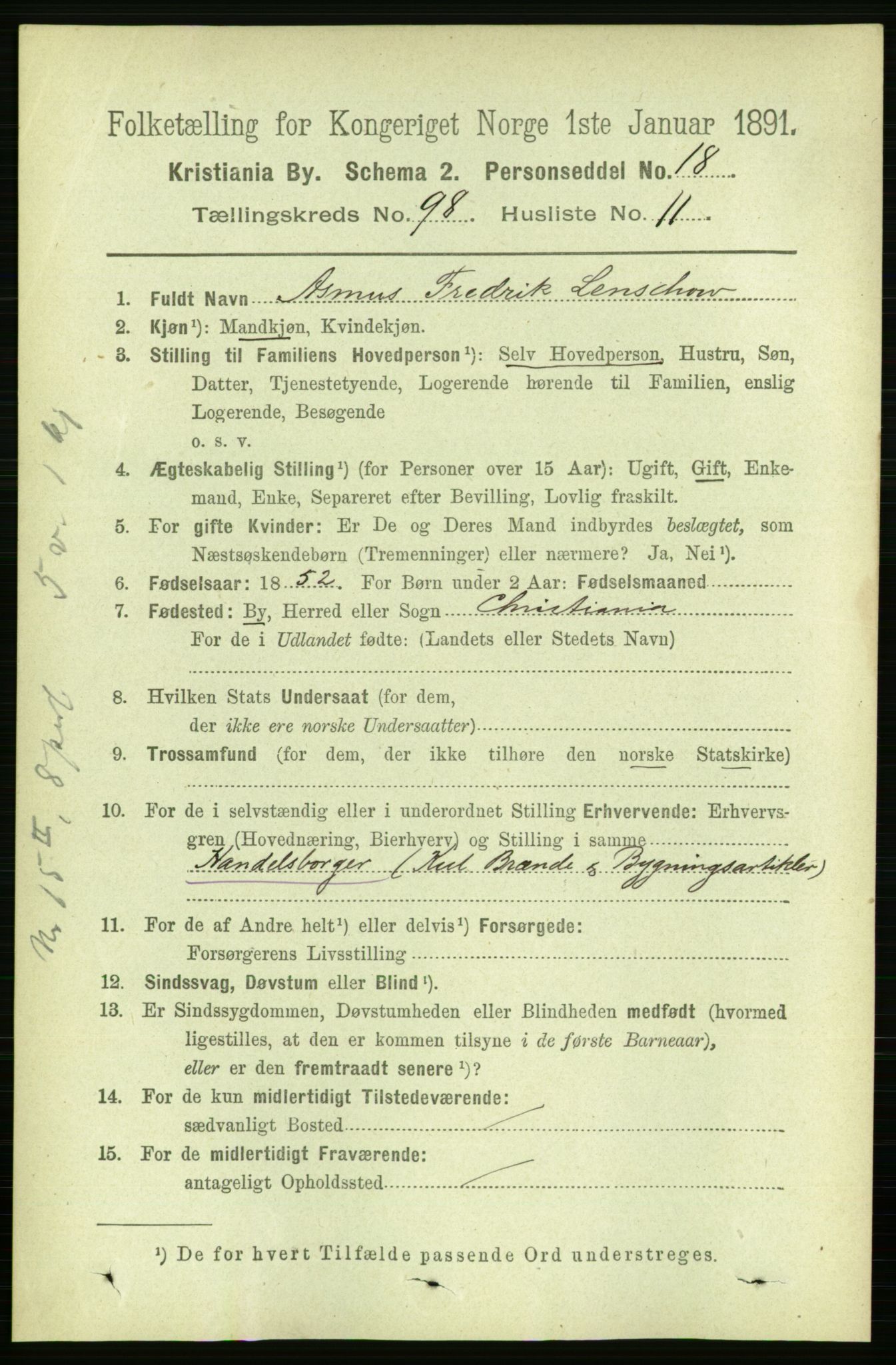 RA, 1891 census for 0301 Kristiania, 1891, p. 47971