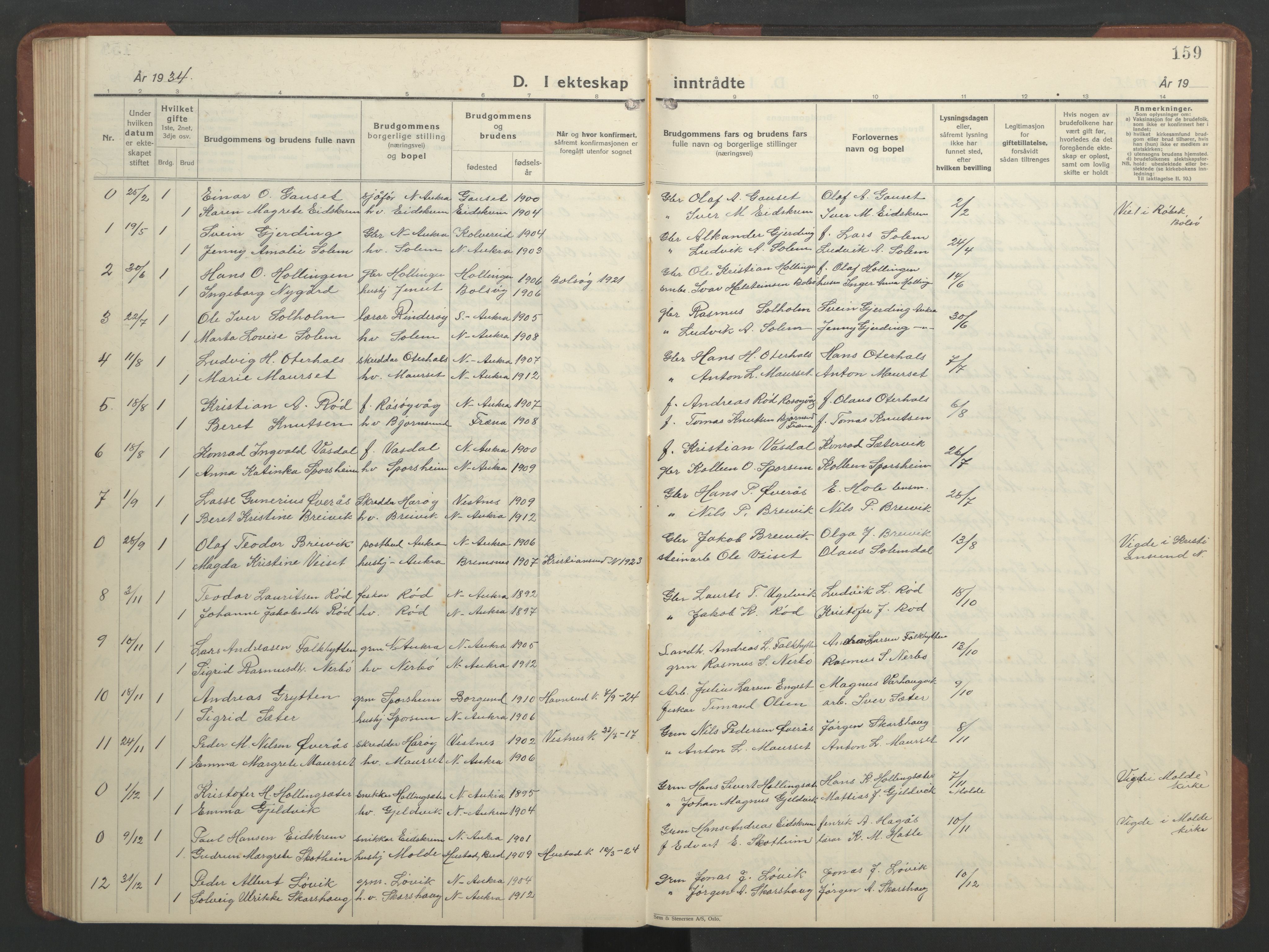 Ministerialprotokoller, klokkerbøker og fødselsregistre - Møre og Romsdal, AV/SAT-A-1454/560/L0726: Parish register (copy) no. 560C03, 1928-1952, p. 159