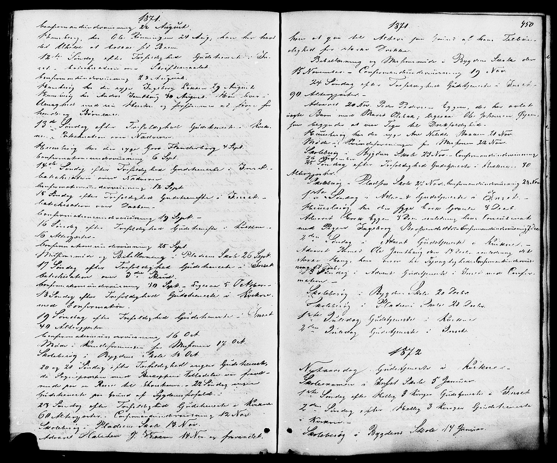 Kvikne prestekontor, SAH/PREST-064/H/Ha/Haa/L0006: Parish register (official) no. 6, 1863-1886, p. 450