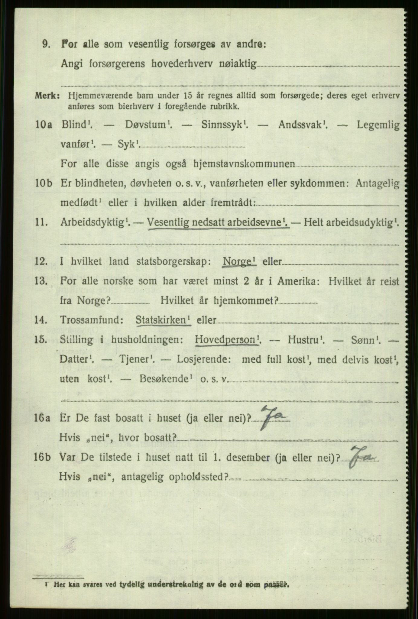 SAB, 1920 census for Voss, 1920, p. 16268