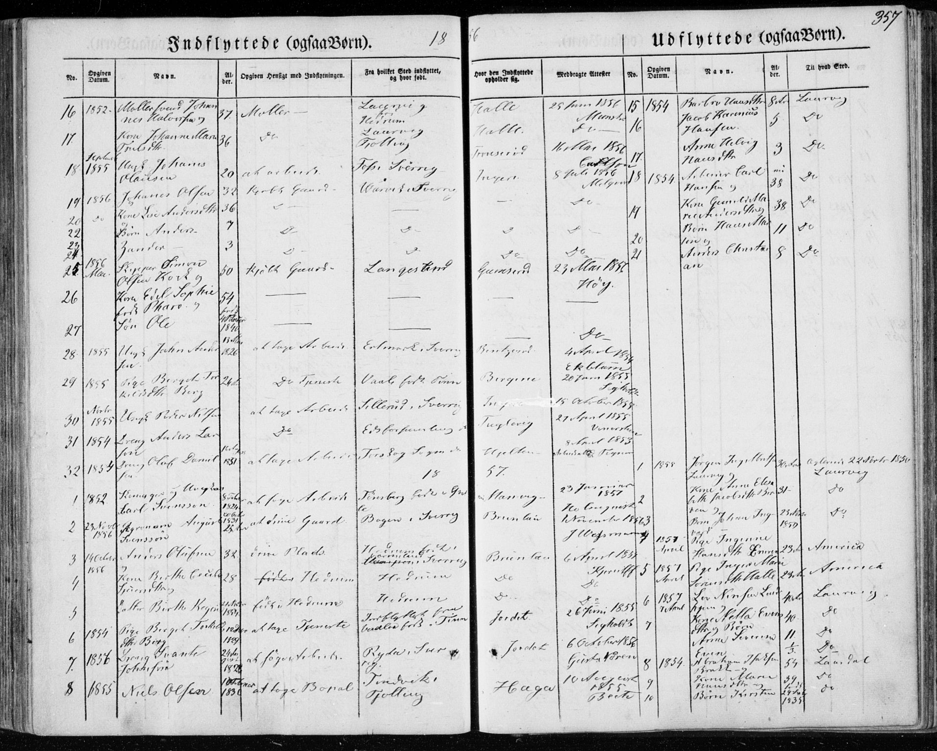 Brunlanes kirkebøker, AV/SAKO-A-342/F/Fa/L0004: Parish register (official) no. I 4, 1846-1862, p. 357