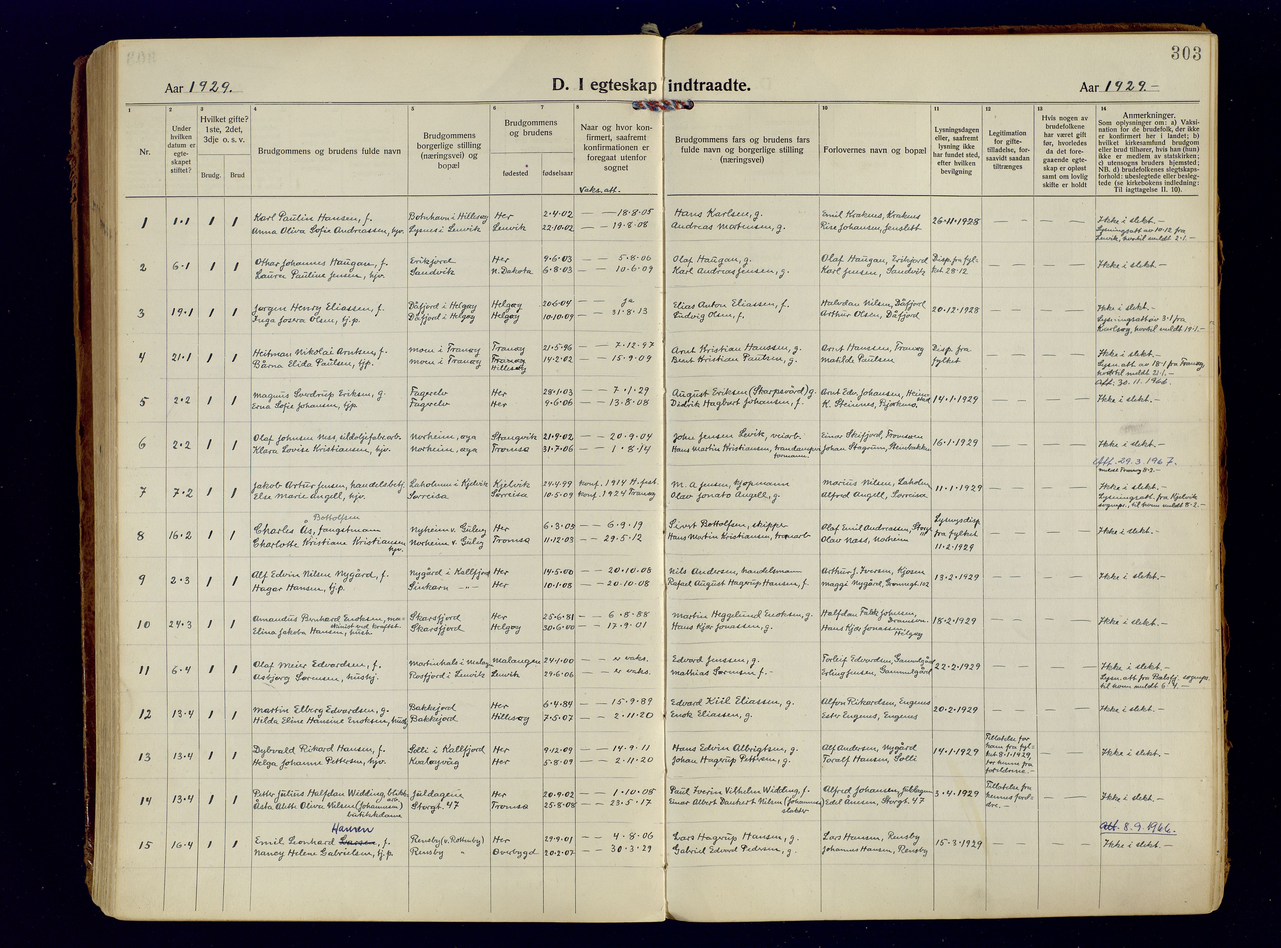 Tromsøysund sokneprestkontor, AV/SATØ-S-1304/G/Ga/L0009kirke: Parish register (official) no. 9, 1922-1934, p. 303