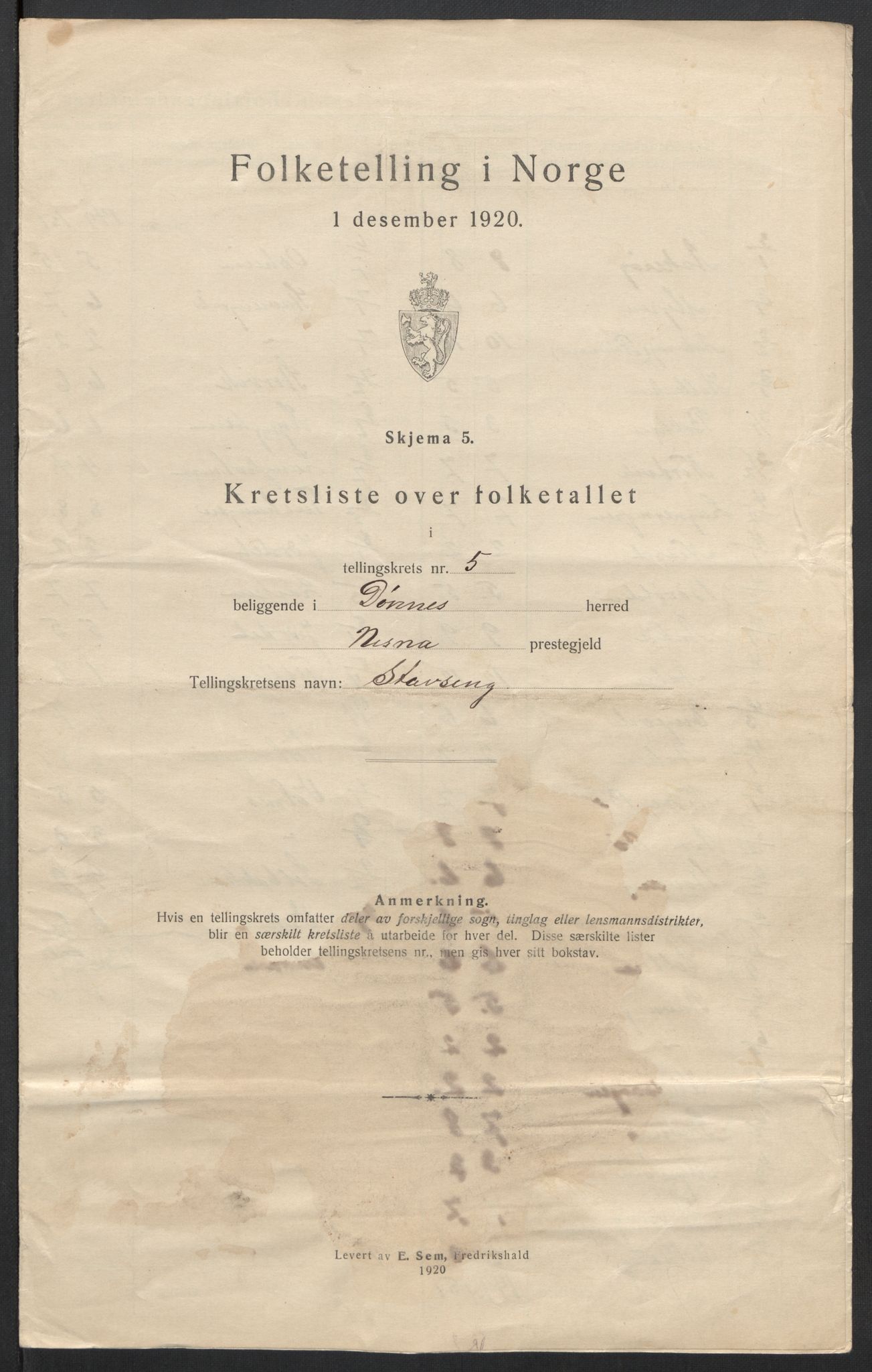 SAT, 1920 census for Dønnes, 1920, p. 18