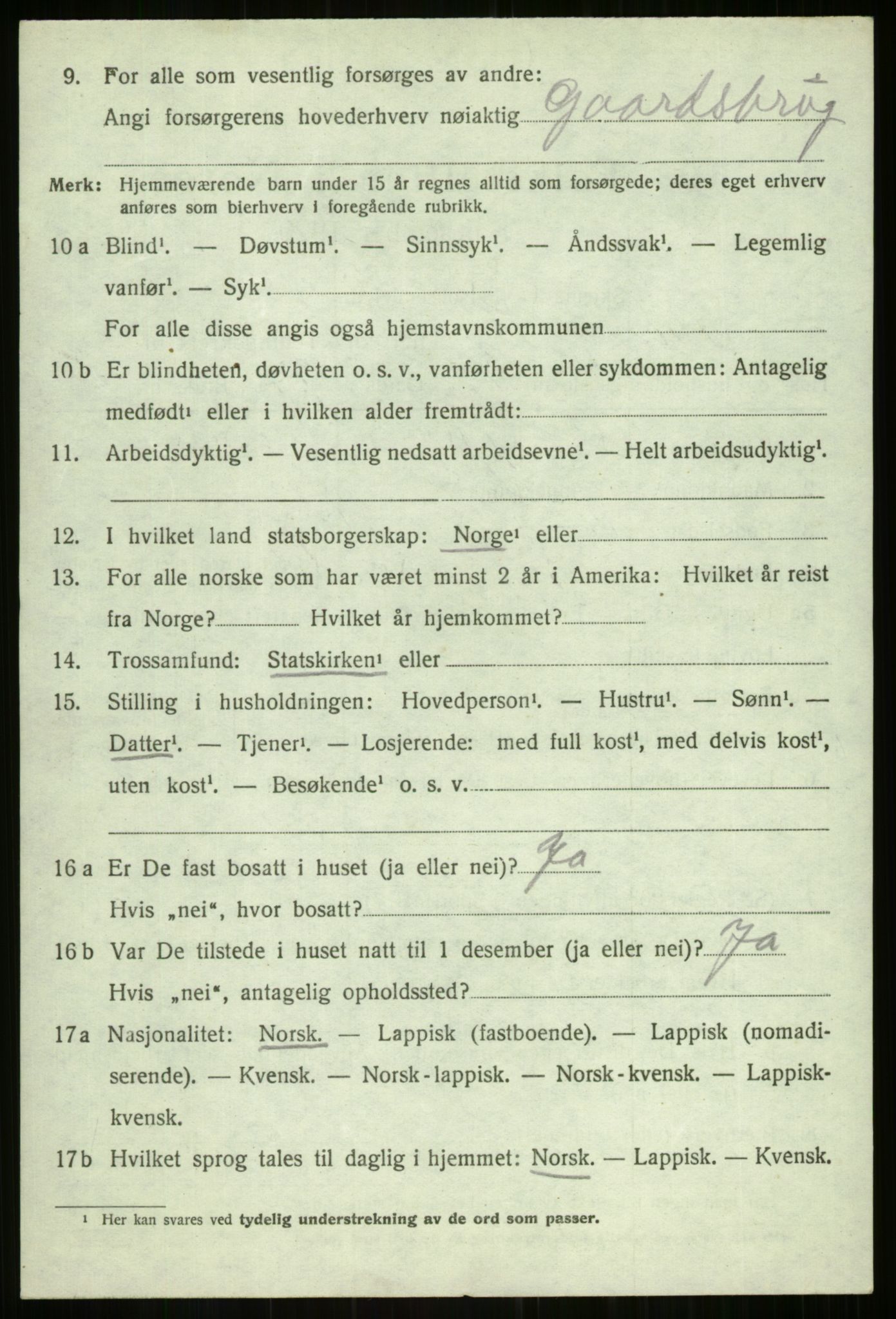 SATØ, 1920 census for Balsfjord, 1920, p. 4147