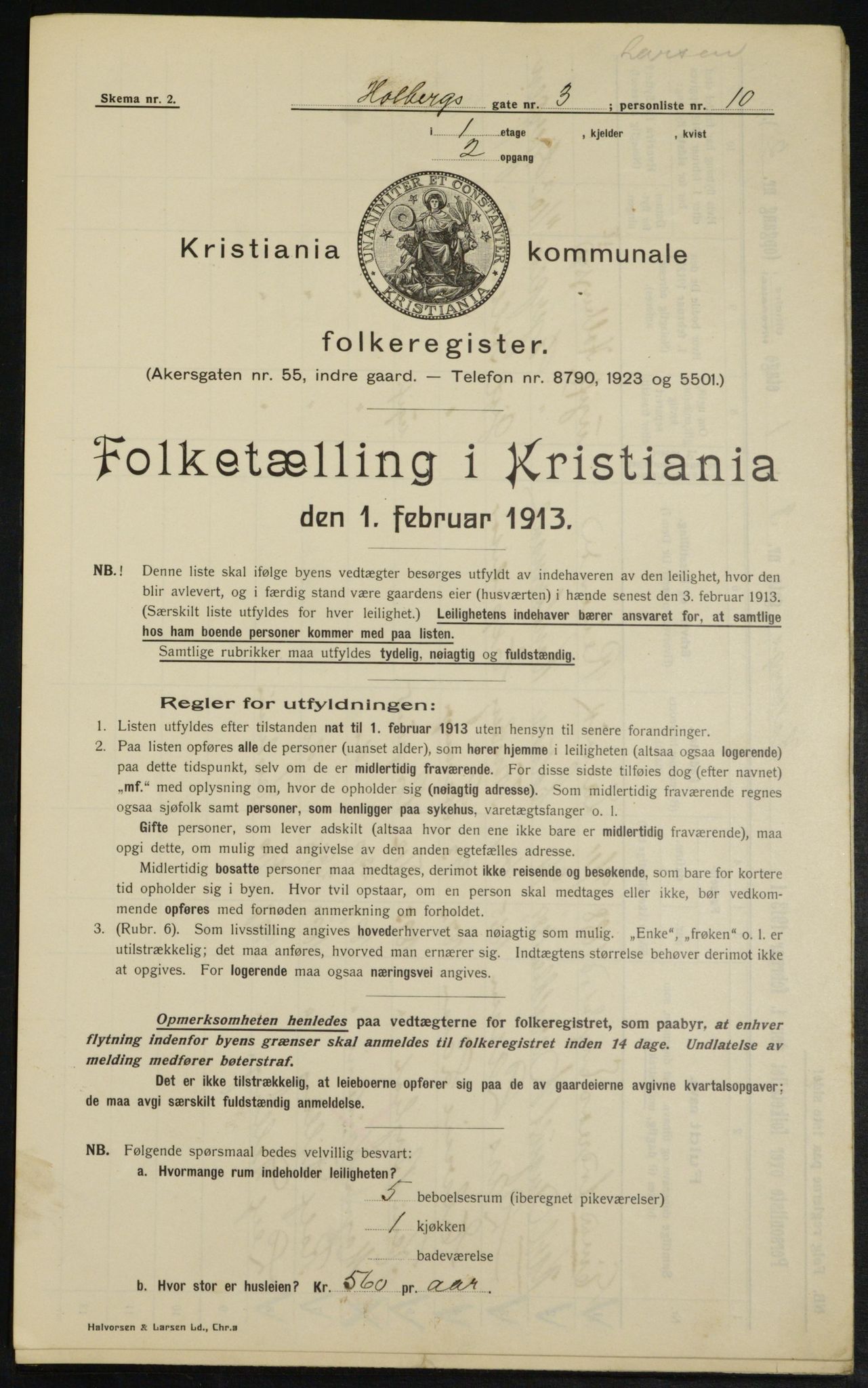 OBA, Municipal Census 1913 for Kristiania, 1913, p. 40080