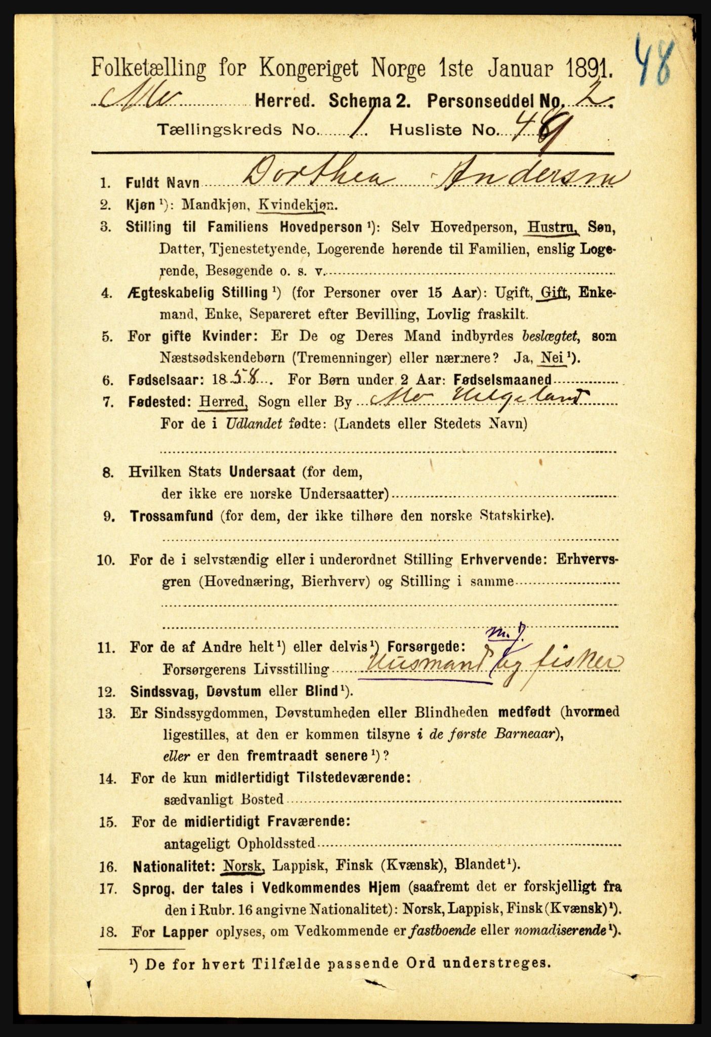 RA, 1891 census for 1833 Mo, 1891, p. 426