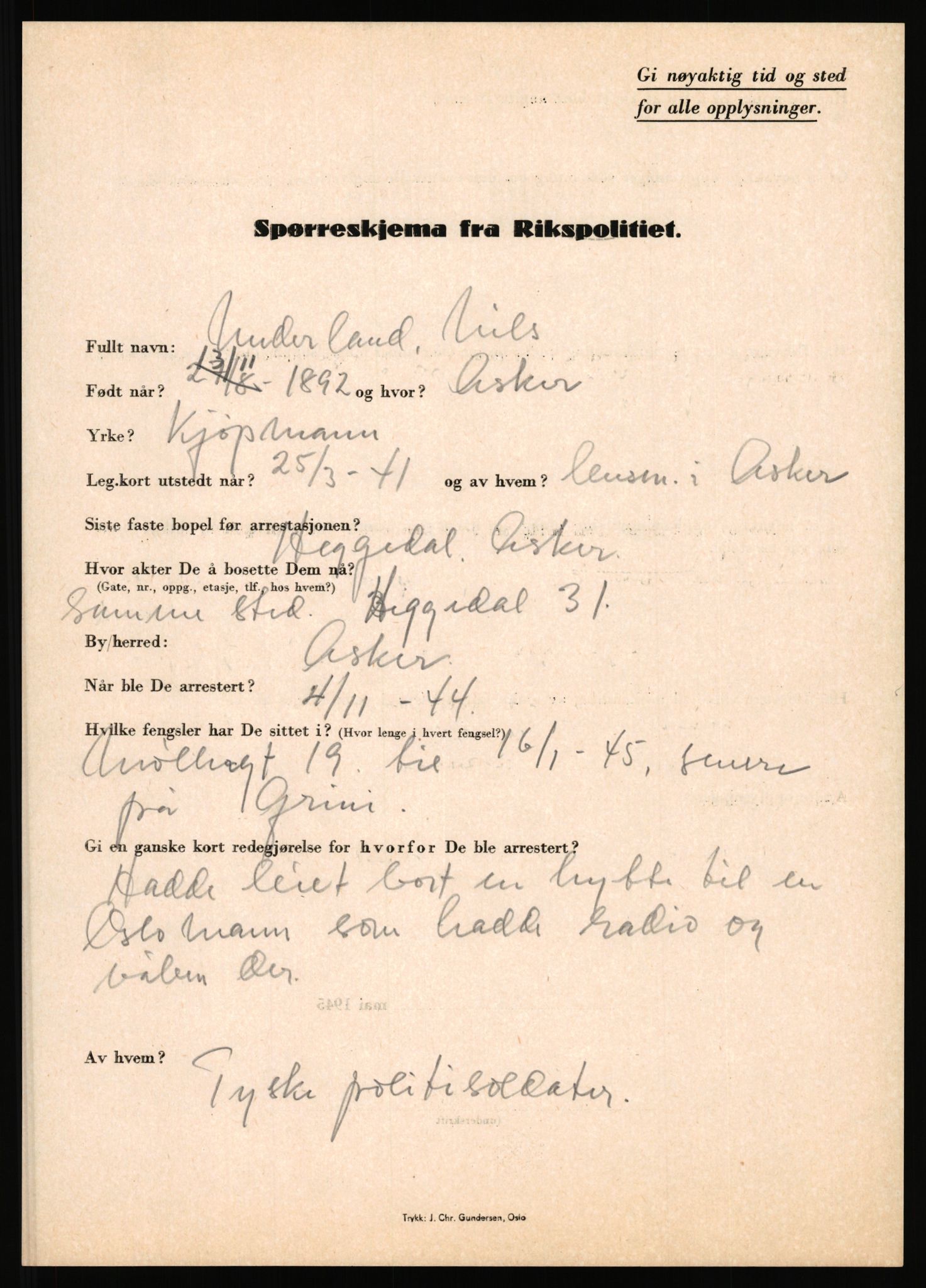 Rikspolitisjefen, AV/RA-S-1560/L/L0017: Tidemann, Hermann G. - Veum, Tjostolv, 1940-1945, p. 750