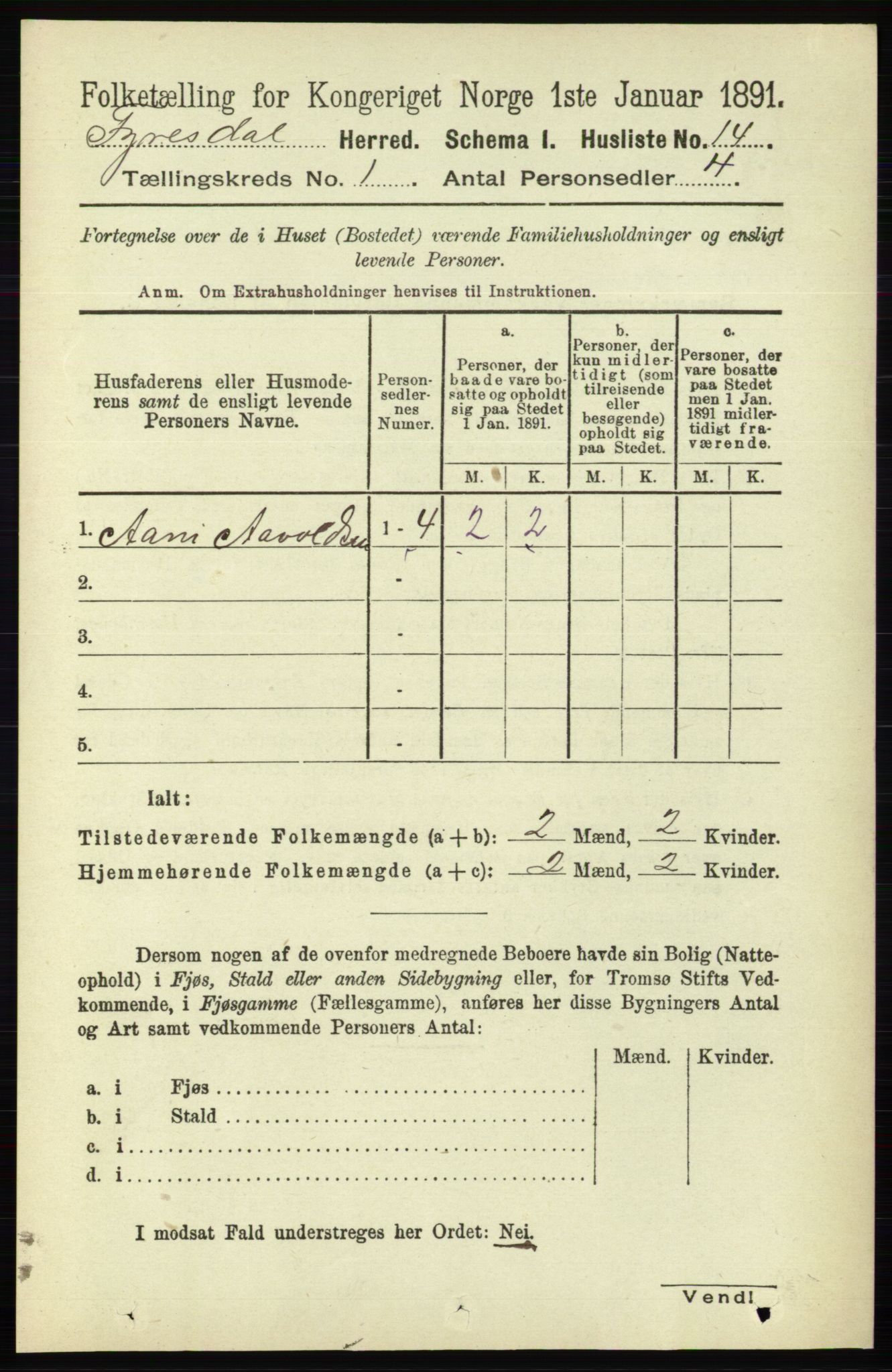 RA, 1891 census for 0831 Fyresdal, 1891, p. 37